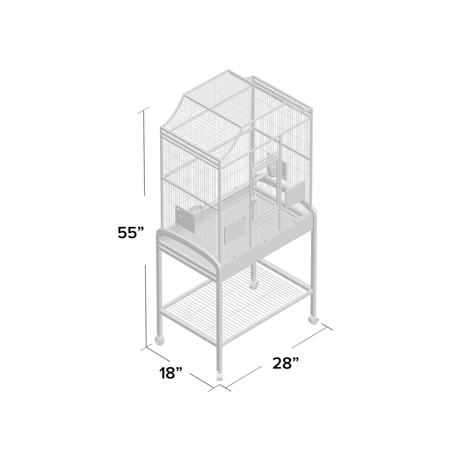 【Pet】Elinor 55'' Iron Victorian Top Floor Bird Cage with Wheels