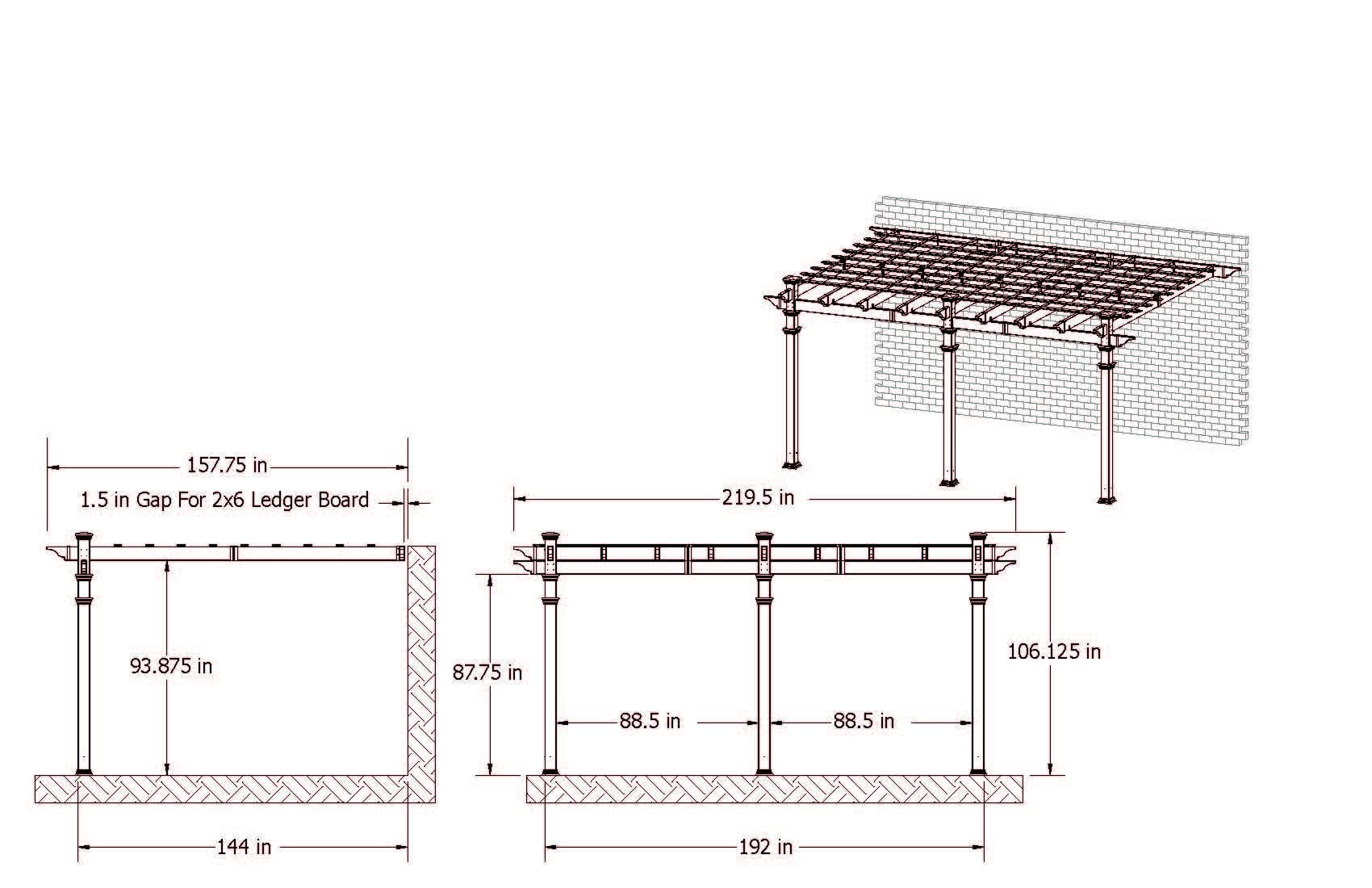 【Home&Garden】Valencia 12' x 16' Attached Vinyl Pergola