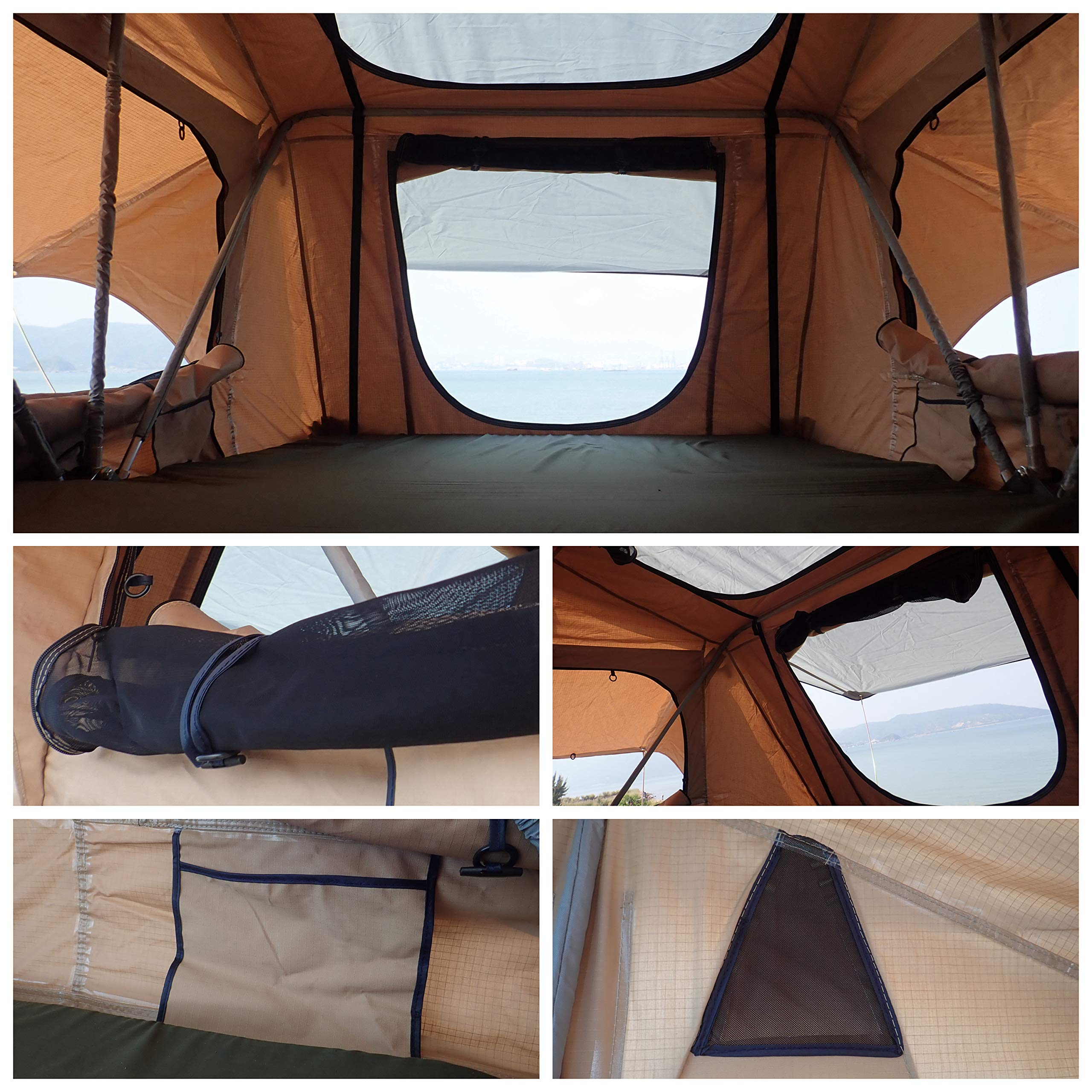 【Sports&Outdoors】2-3 Person Sunroof Rooftop Tent with Skyline Rainfly and Ladder