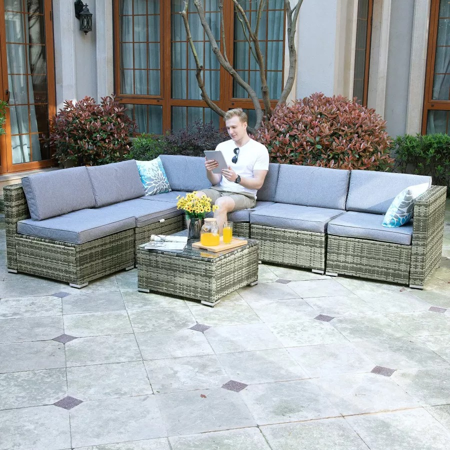 【Furniture】7 Piece Outdoor Patio Furniture Set