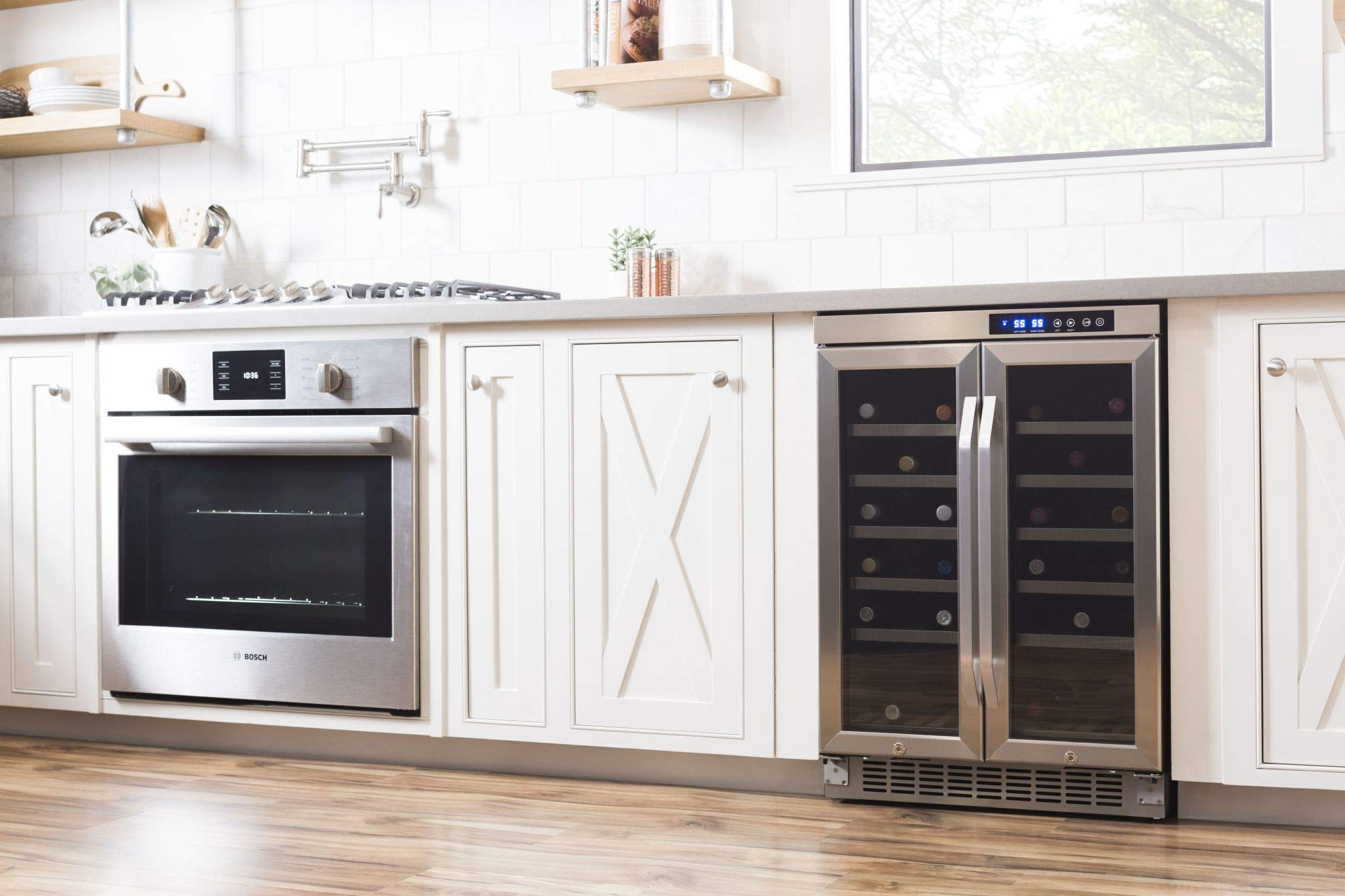 【Appliances】EdgeStar 36 Bottle Built-In Dual Zone French Door Wine Cooler