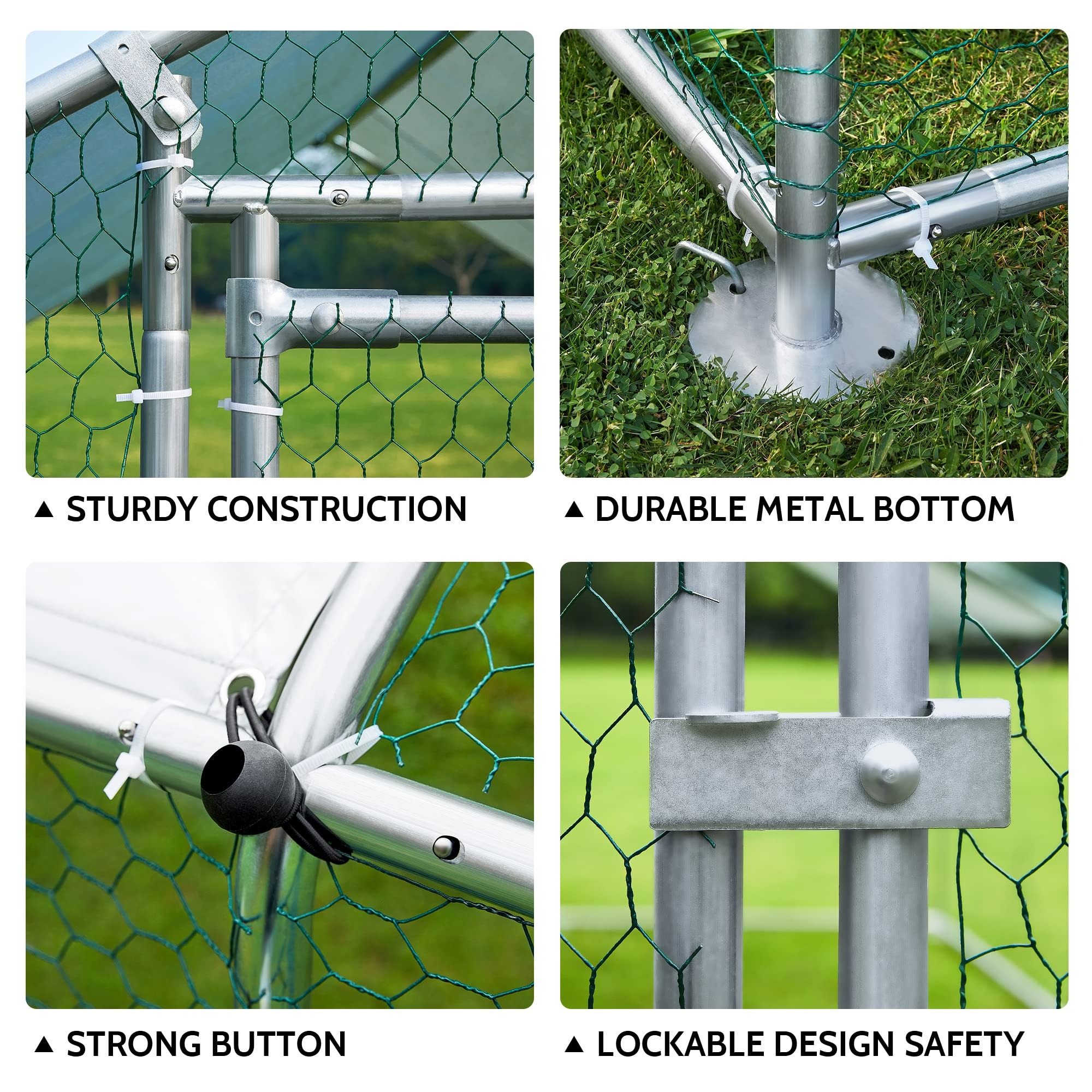 【Home&Garden】Extra Large Metal Chicken Coop Walkin Poultry Cage Rabbits Habitat Cage(19.6'Lx9.8'Wx6.5'H)