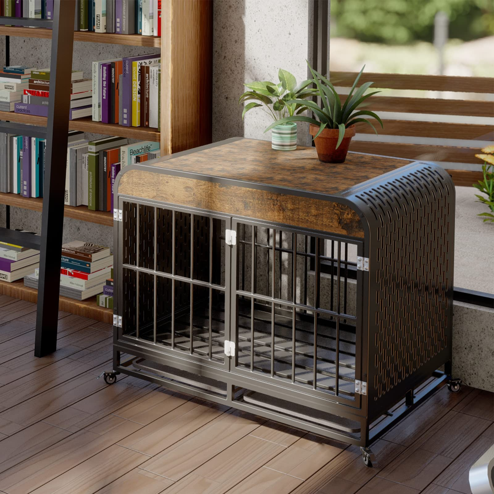 【Pet】Heavy Duty Indestructible Dog Crate with Sturdy Door Lock, Large Strong Metal Dog Kennel Playpen