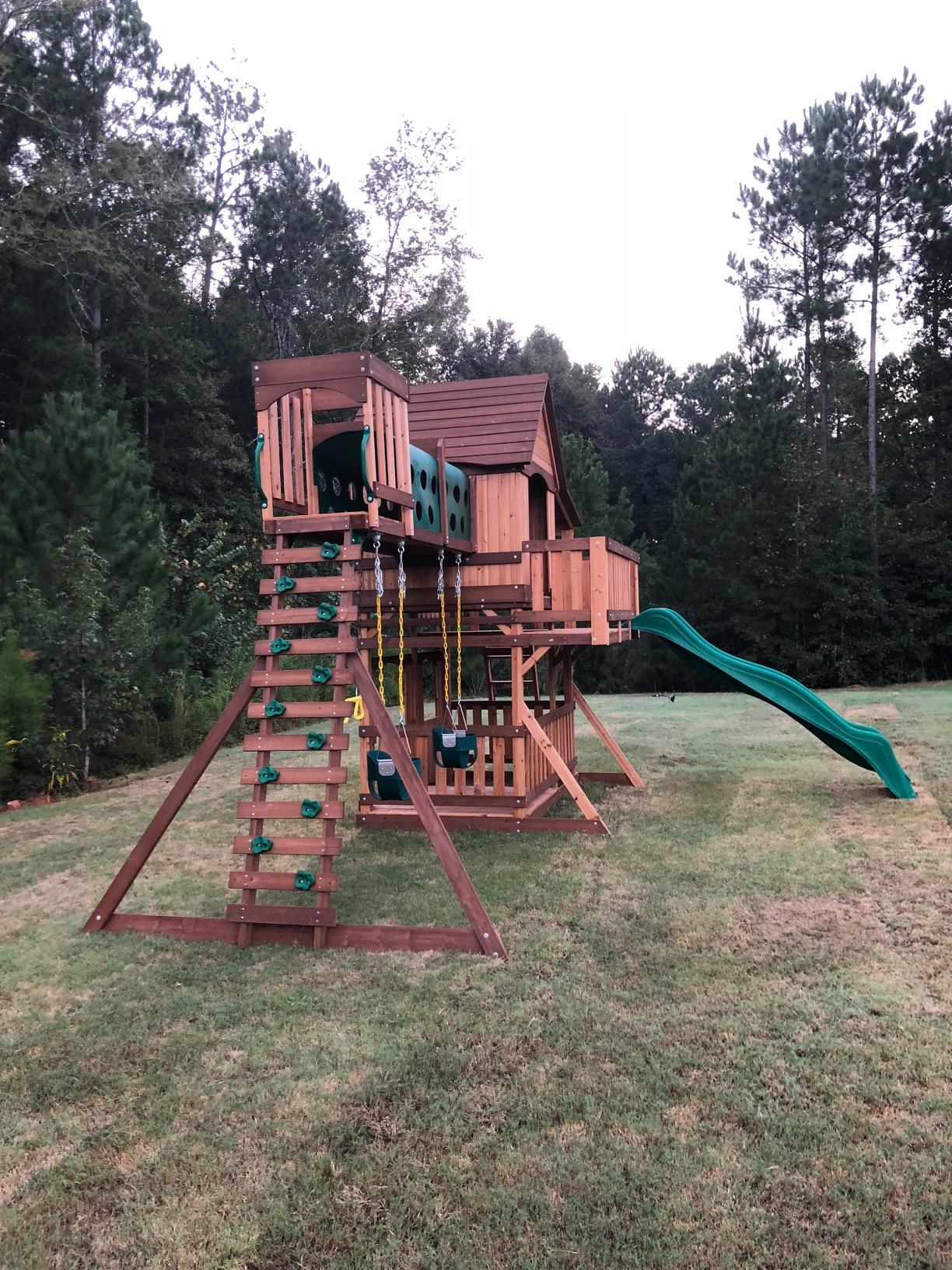 【Baby&Kids】Woodridge Elite All Cedar Wood Swing Set, Upper and Lower Deck, Sandbox, Vented Tunnel