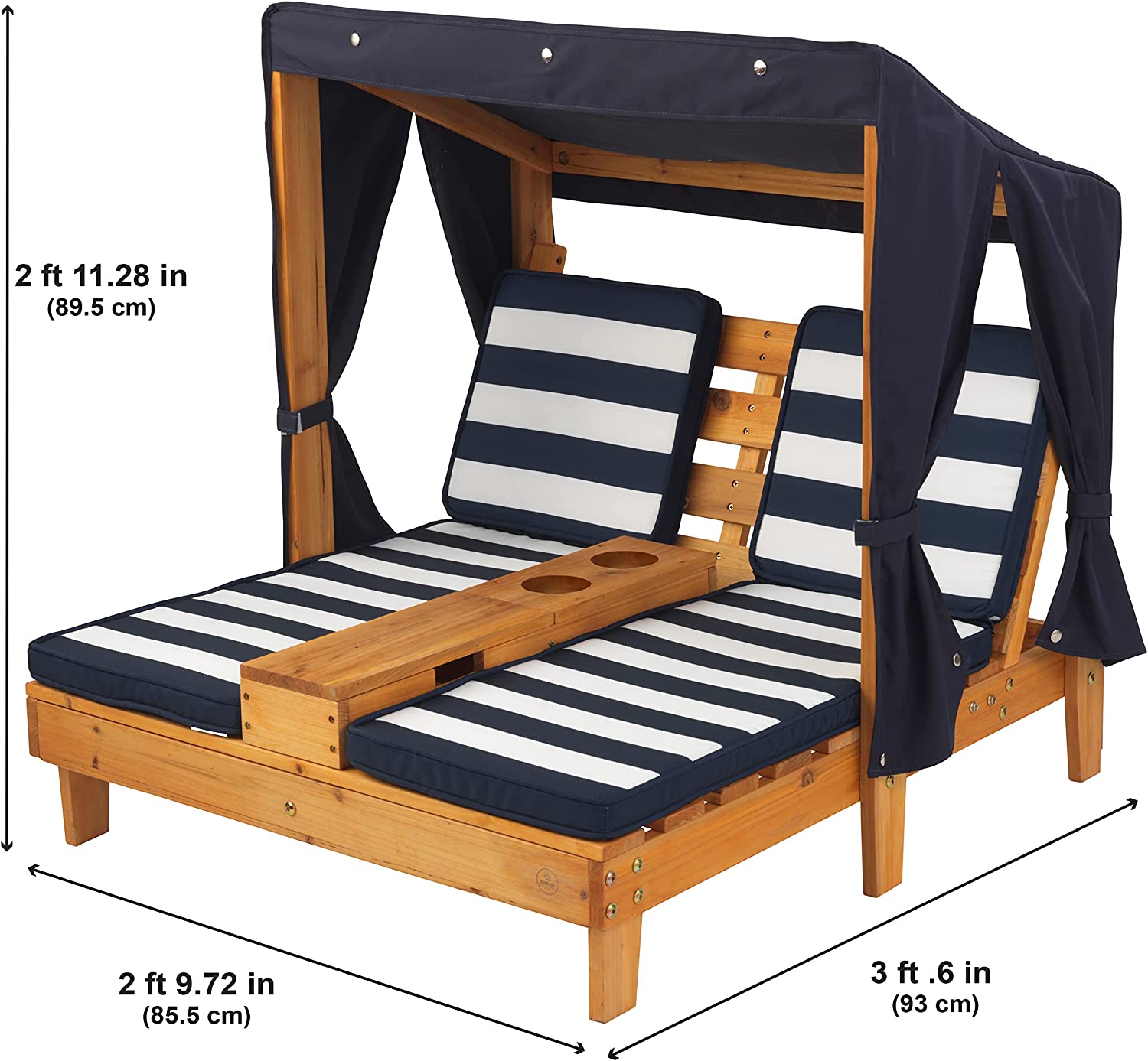 【Furniture】KidKraft 534 Double chaise longue avec porte-gobelets - Expresso et écru - en bois , Meuble de jardin pour enfant, 3-6 Ans
