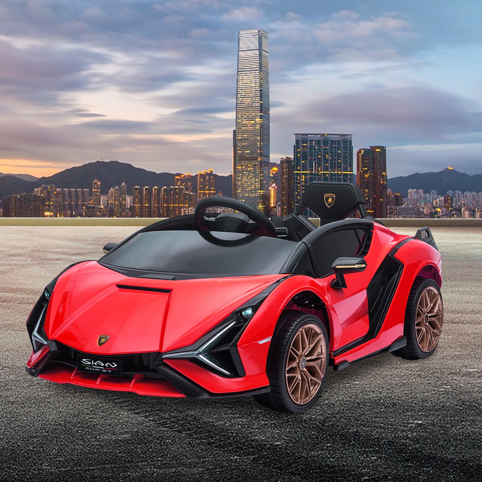 【Baby&Kids】Lamborghini Sian Ride On Car 12V Kids Electric Motorized Vehicle With Led Lights, Remote Control & Scissor Doors