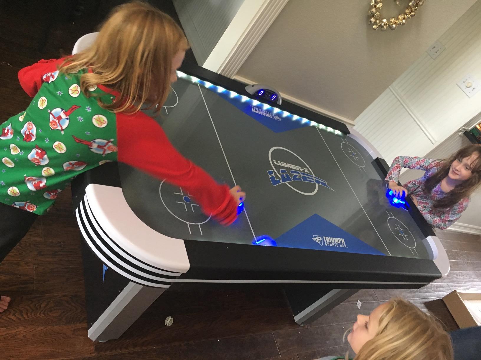 【Sports&Outdoors】Lazer 6' Interactive Air Hockey Table Featuring All-Rail LED Lighting & In-Game Music