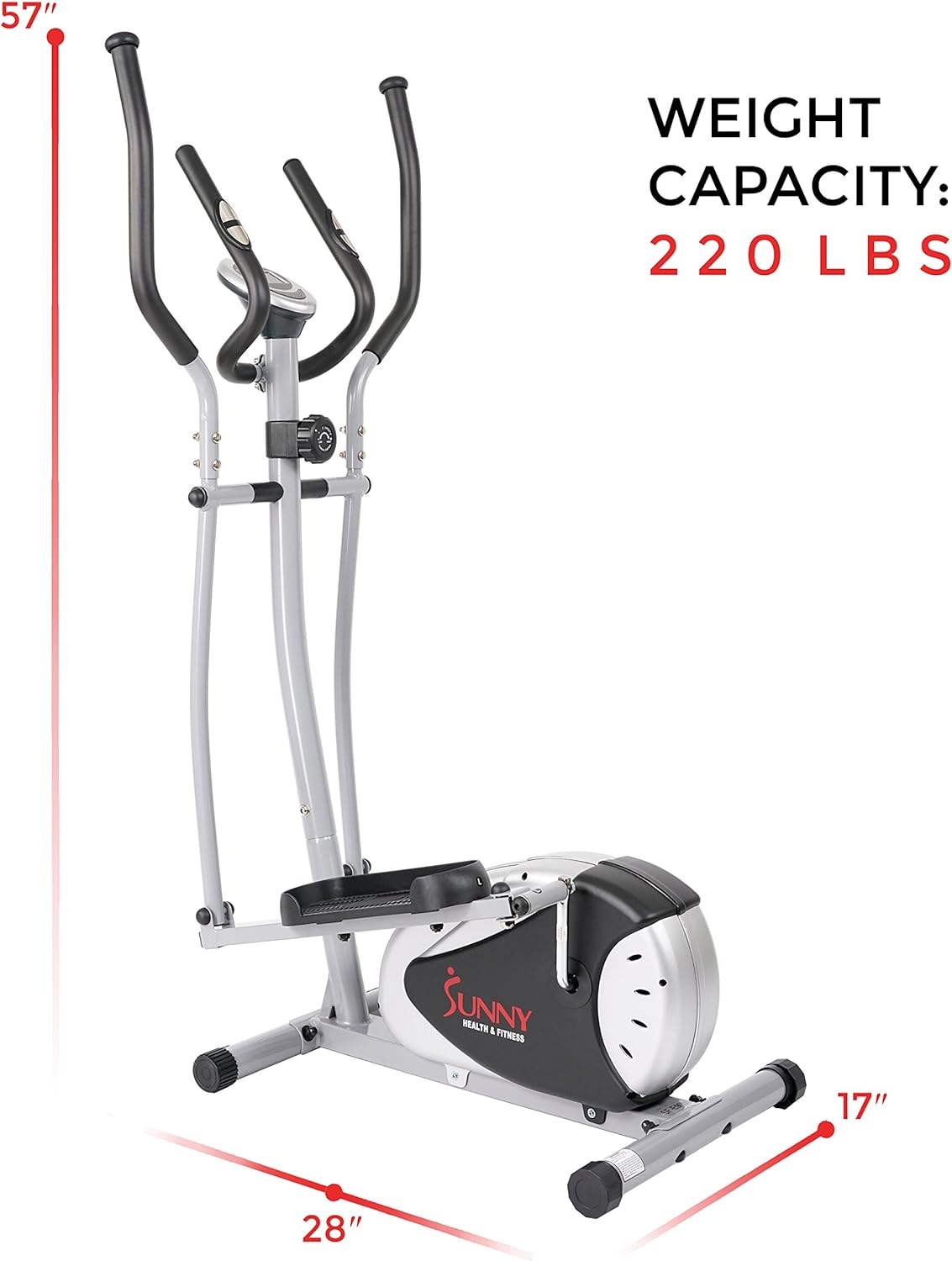 Sunny Health & Fitness Stepping Elliptical Cross Trainer, Total Body Cross Trainer w/LCD Monitor, Low Impact Exercise Equipment for Home and Optional Exclusive Advanced Style