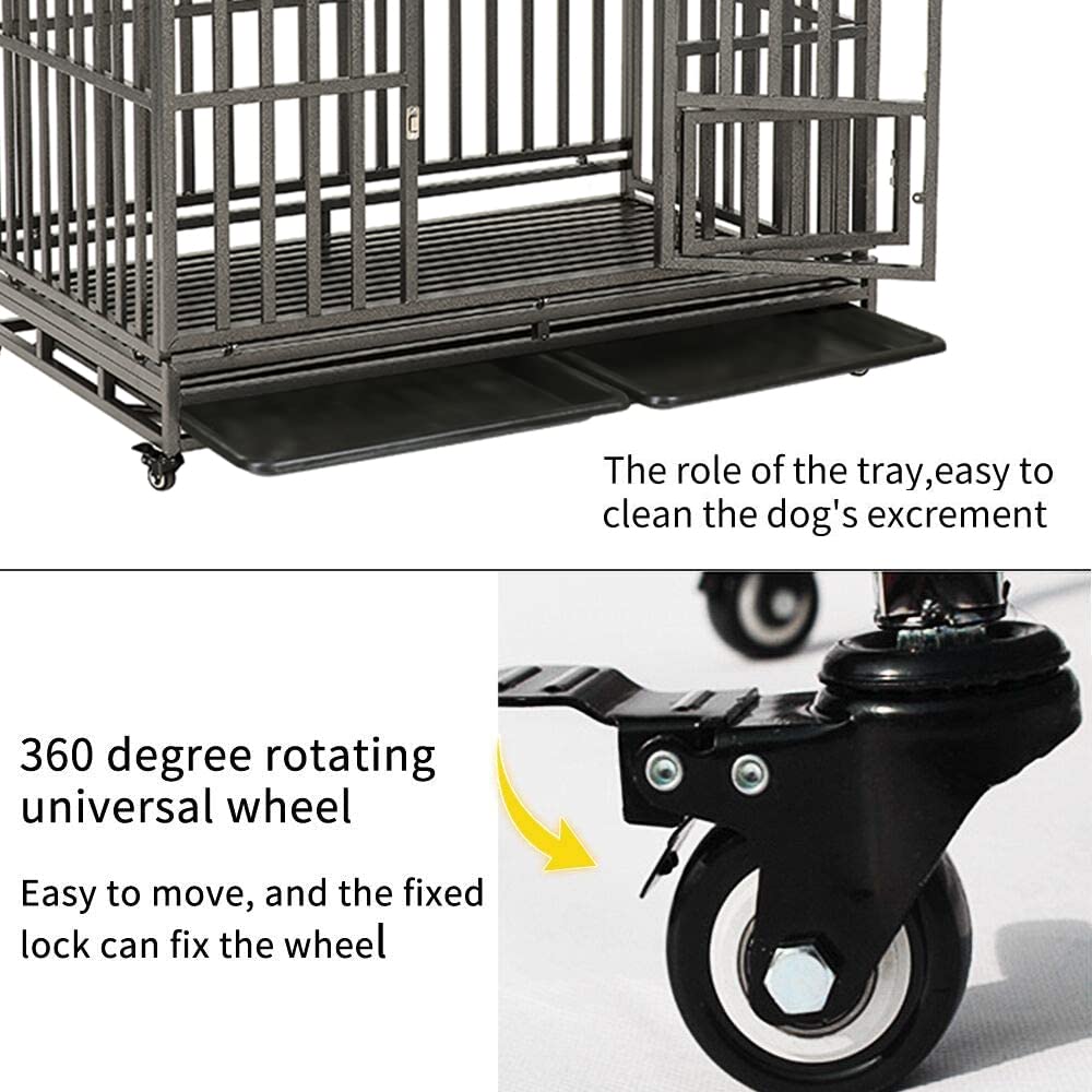 【Home&Garden】42 Heavy Duty Dog Crate Large Dog cage Strong Metal Dog Kennels & Crates for Large Dogs