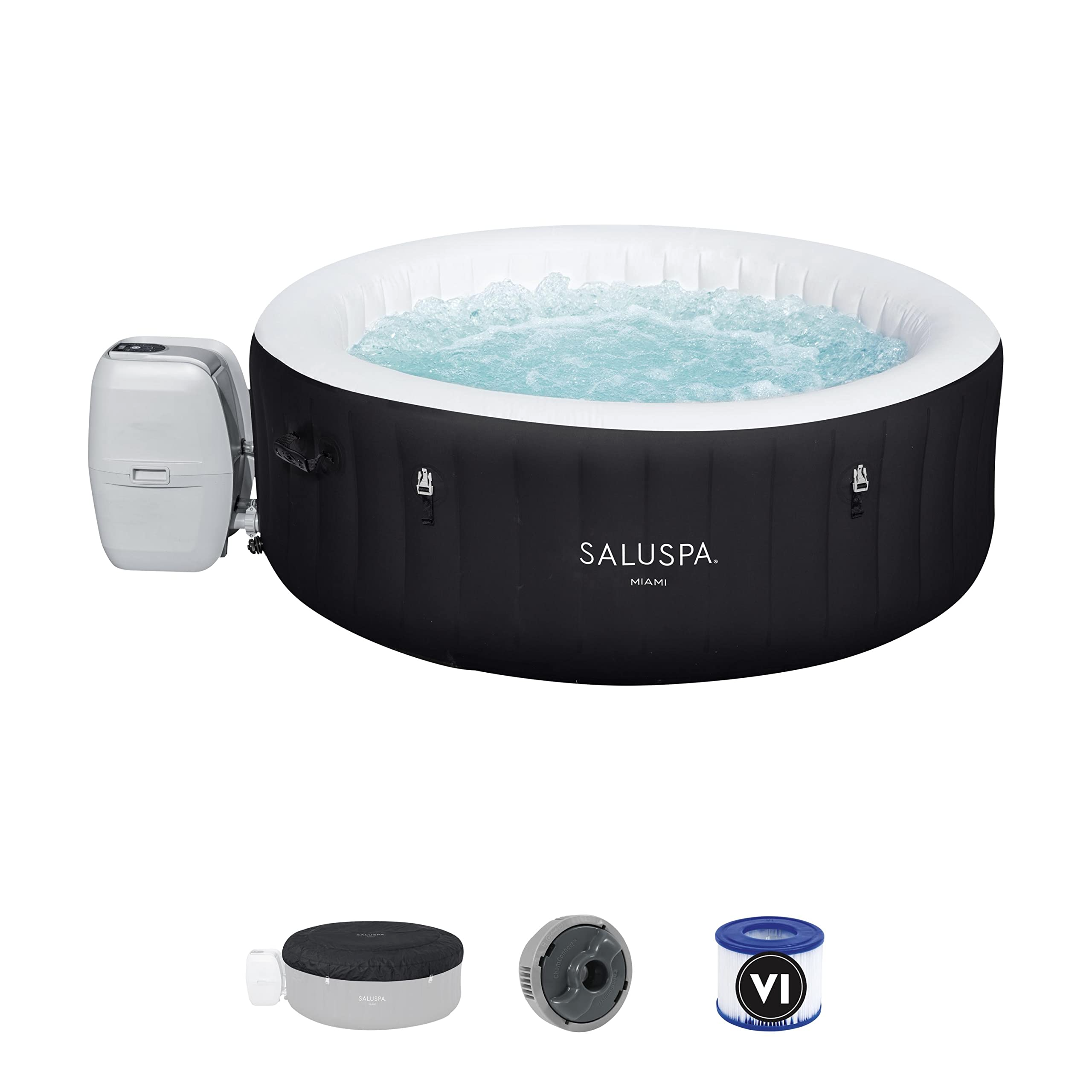 【Sports&Outdoors】SaluSpa Miami Inflatable Hot Tub, 4-Person AirJet Spa