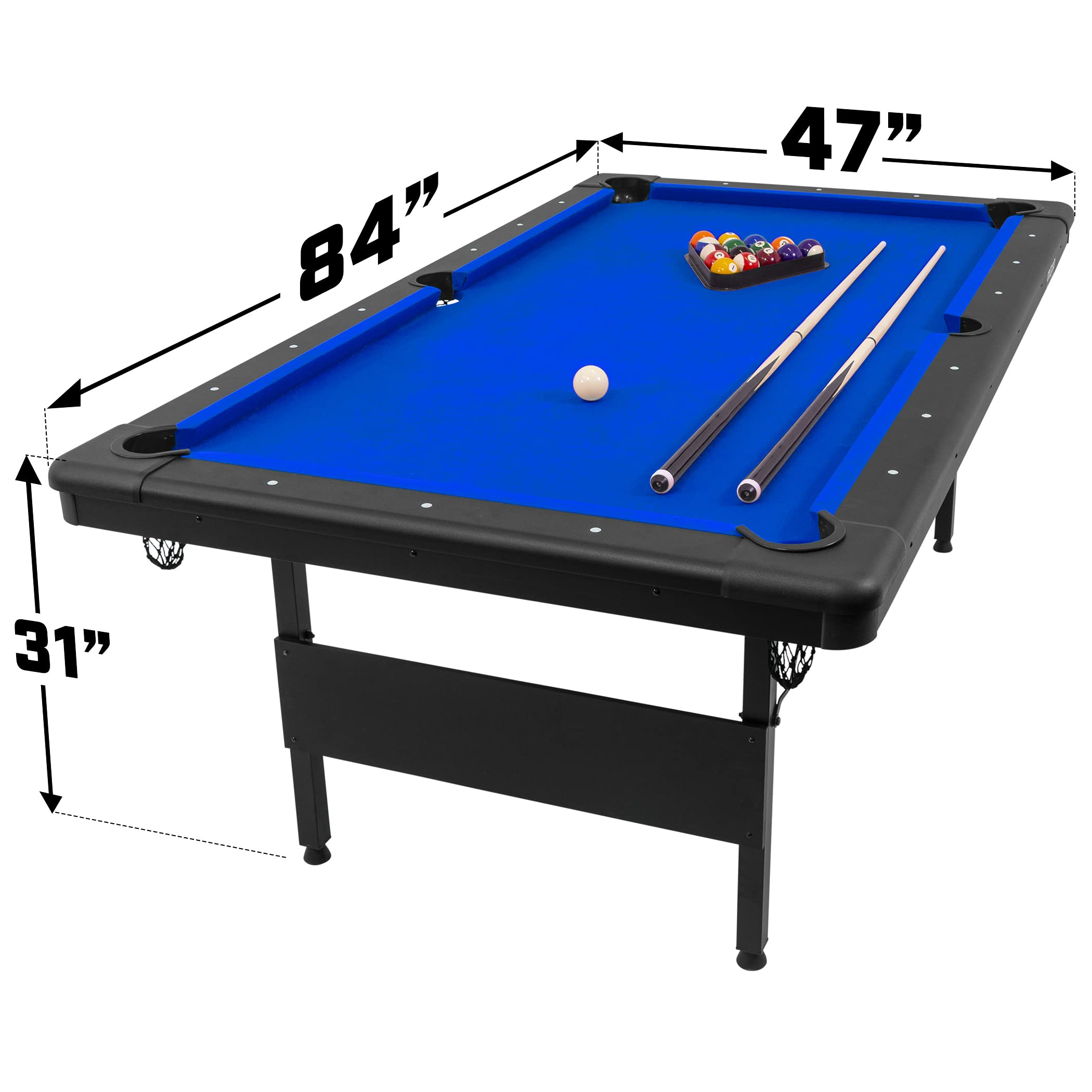 【Sports&Outdoors】Portable Pool Table - Includes Full Set of Balls, 2 Cue Sticks