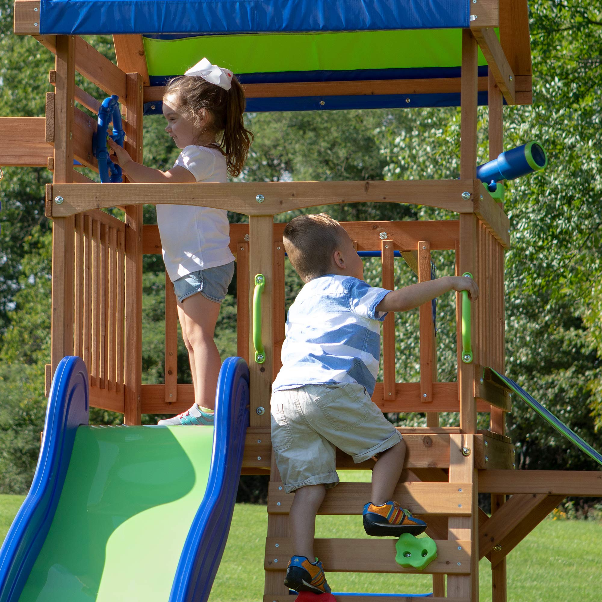 【Sports&Outdoors】【BS】Beach Front All Cedar Wooden Swing Set