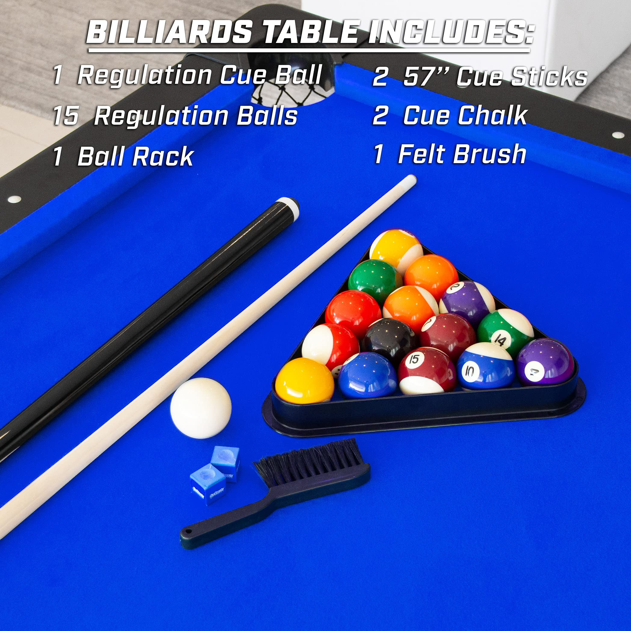 【Sports&Outdoors】Portable Pool Table - Includes Full Set of Balls, 2 Cue Sticks