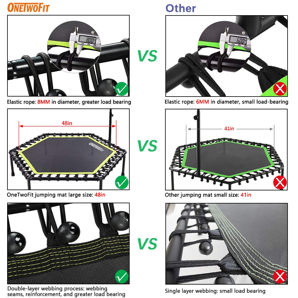 【Baby&Kids】Silent Mini Fitness Trampoline with Adjustable Handle Bar, for Adults or Kids