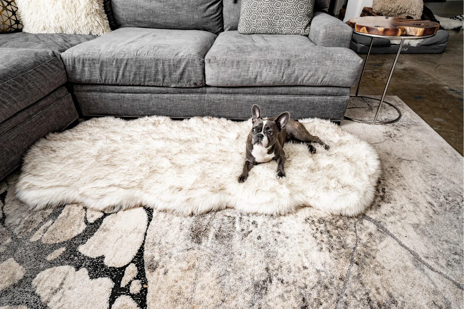 【Pet】Pretor Puprug Runner Faux Fur Memory Foam Dog Curve Mat