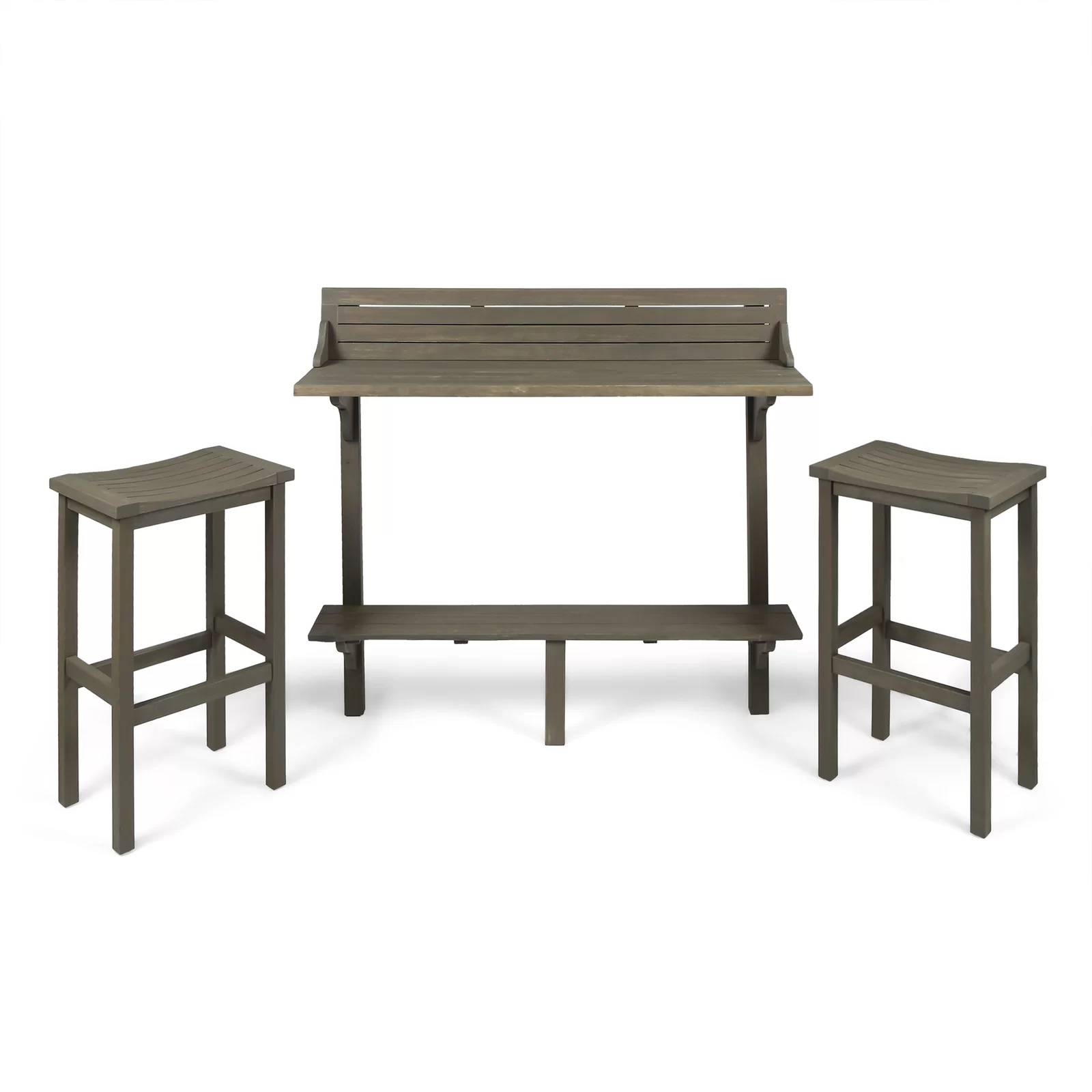 【Home&Garden】Bushnell Bar Set with Solid Wood Outer Material