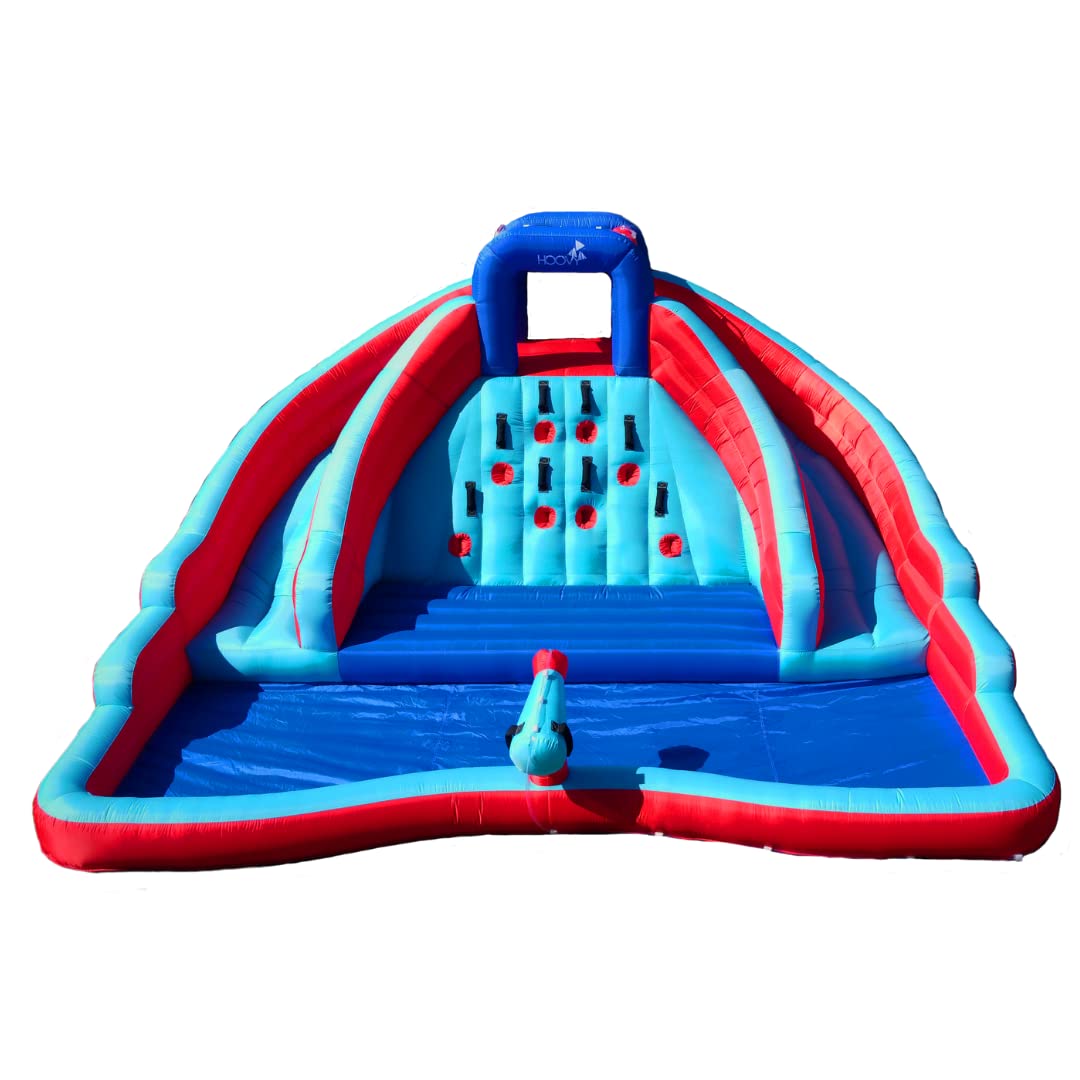 【Sports&Outdoors】Double Water Slide with Climbing Wall  6.5x13x11 FT  Inflatable Double Water Slide