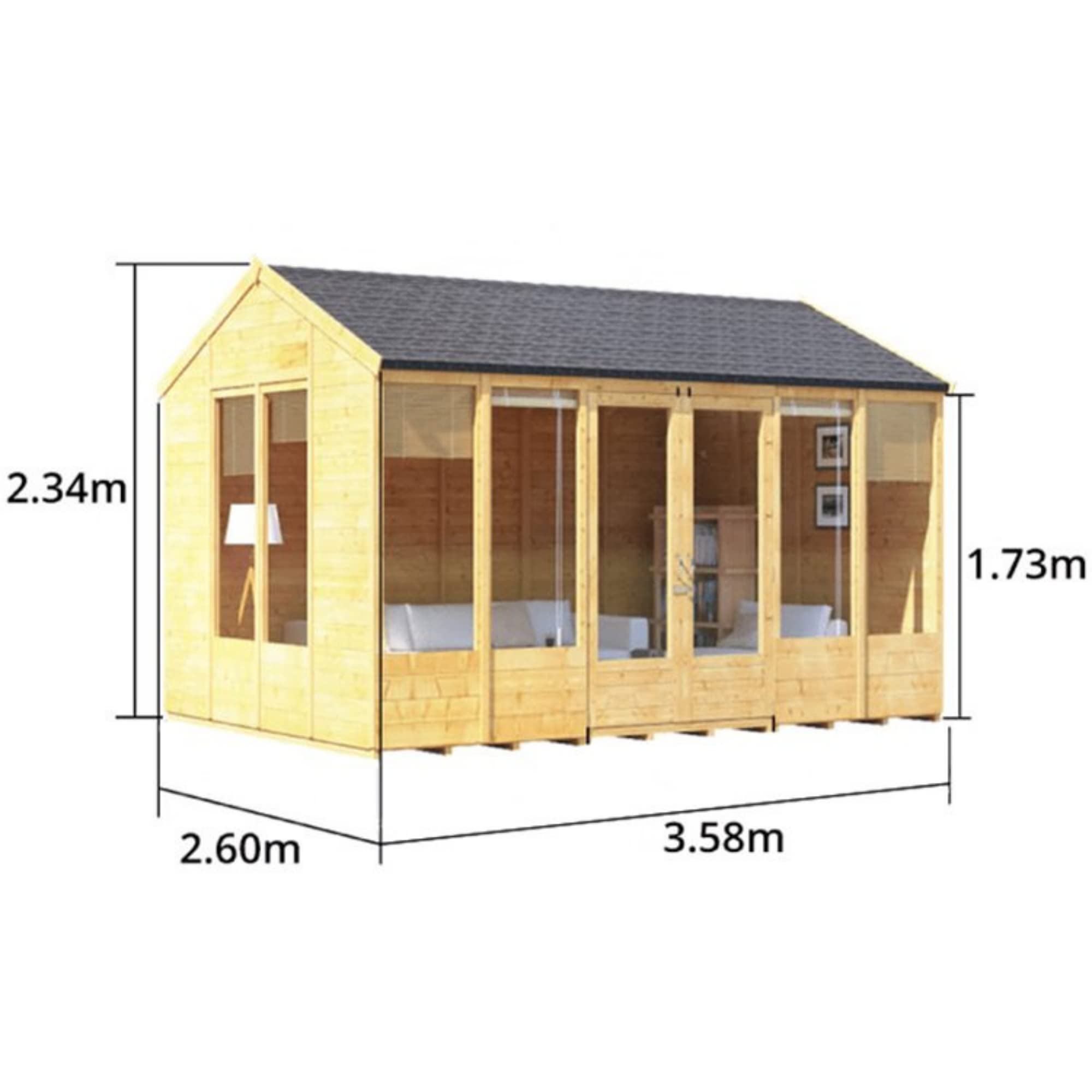【Home&Garden】12x8 Summer House Log Cabin Wooden Summerhouses Garden Storage Shed Summerhouse