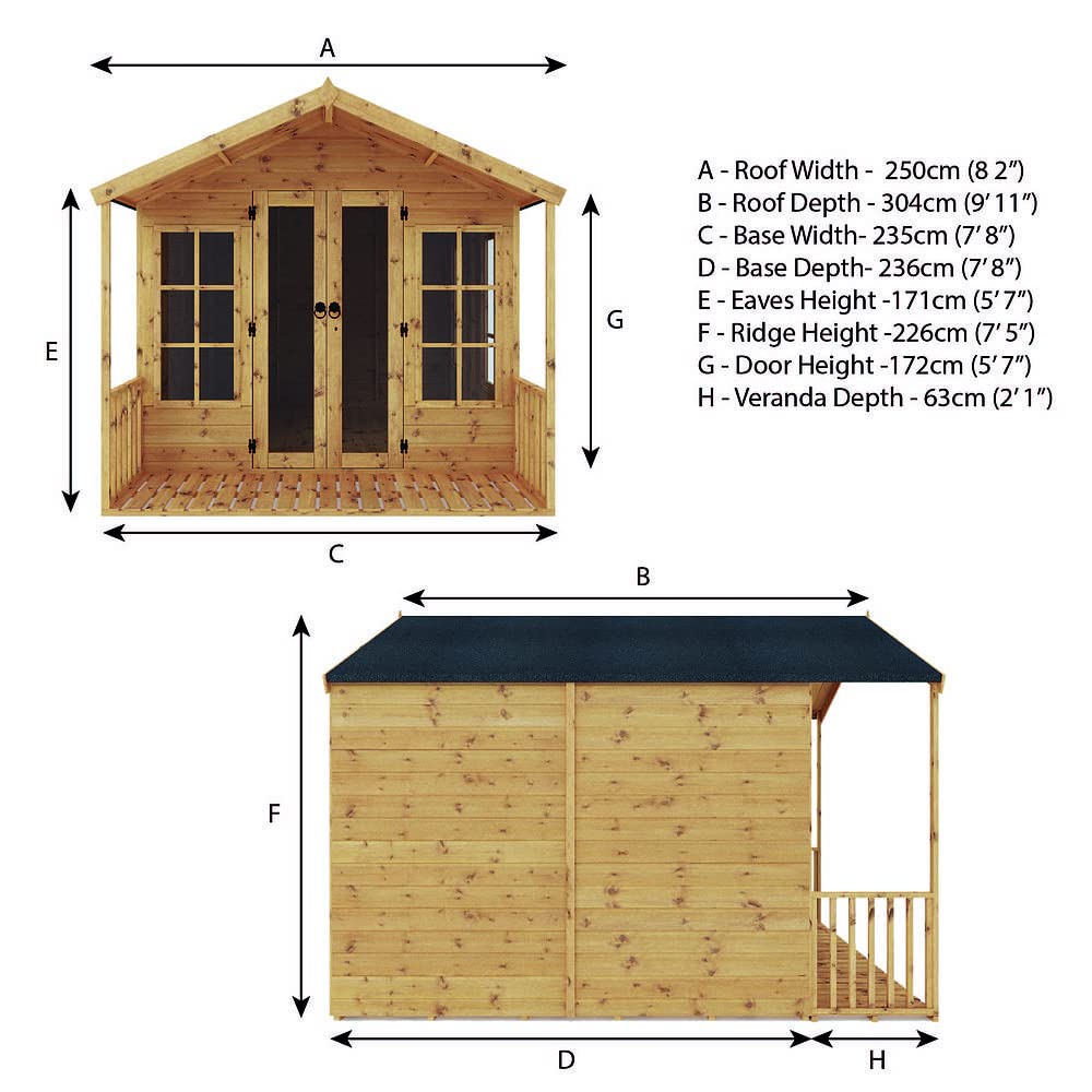 【Home&Garden】10x8 Wessex Summerhouse, 10ft x 8ft Tongue & Groove Summer House