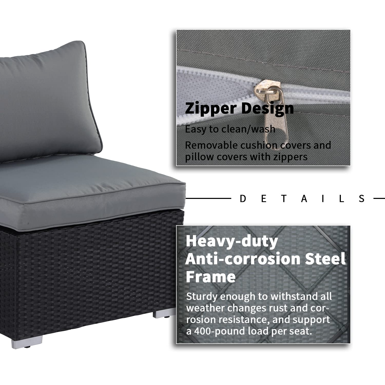 【Furniture】Outdoor Patio Furniture Set, 7 Pcs Patio Conversation Set Sectional Rattan Sofa Set