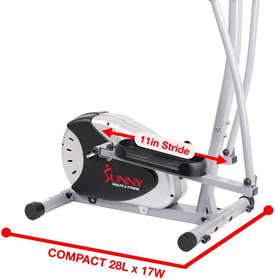 Sunny Health & Fitness Stepping Elliptical Cross Trainer, Total Body Cross Trainer w/LCD Monitor, Low Impact Exercise Equipment for Home and Optional Exclusive Advanced Style