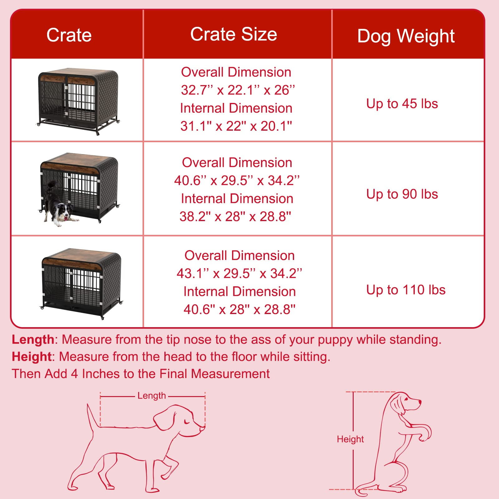 【Pet】Heavy Duty Indestructible Dog Crate with Sturdy Door Lock, Large Strong Metal Dog Kennel Playpen