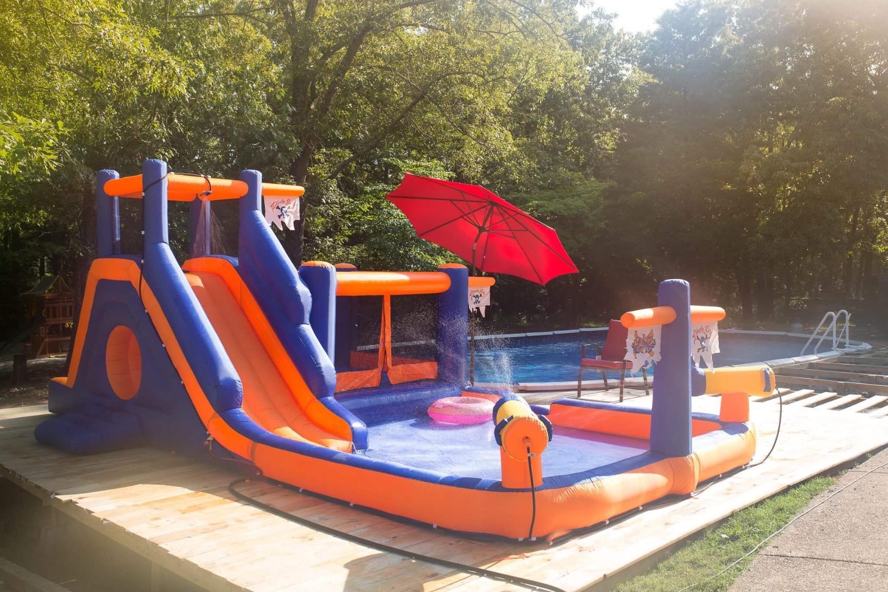 【Baby&Kids】Pirate Bay - Inflatable Water Park - Large - Slide - Climbing Wall - Bounce House - Tunnel