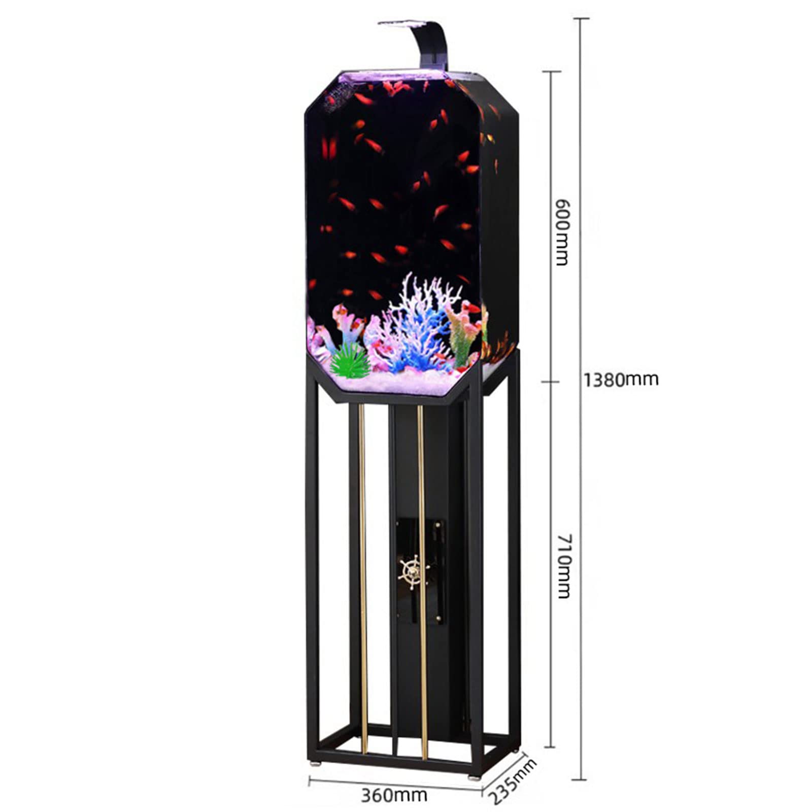 【Pet】Creative Fish Tank Ecological Floor Living Room Fish Tank Small Goldfish Tank Round Aquarium