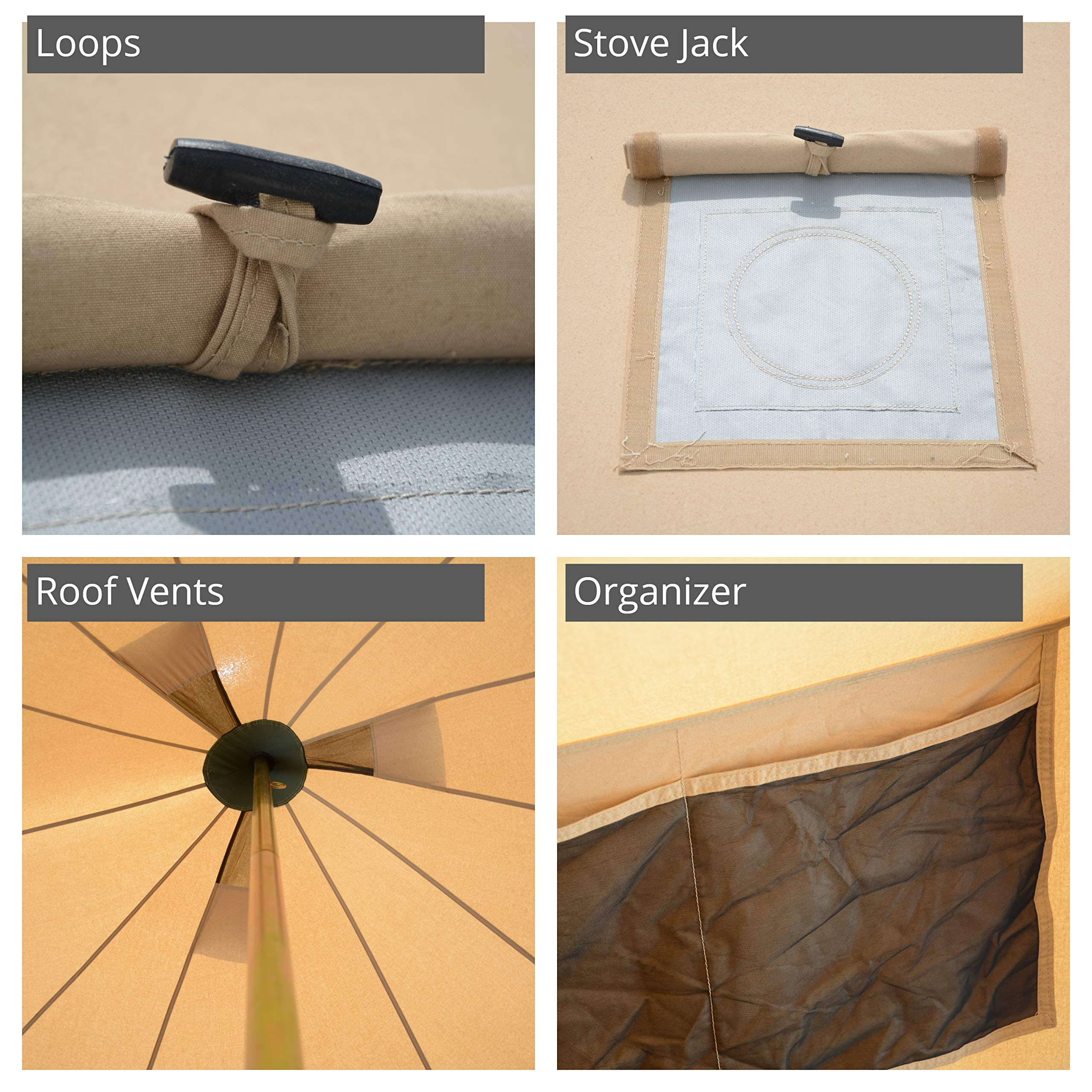 【Sports&Outdoors】Regatta Canvas Bell Tent - w/Stove Jack, Waterproof, 4 Season Luxury Outdoor Camping Tent