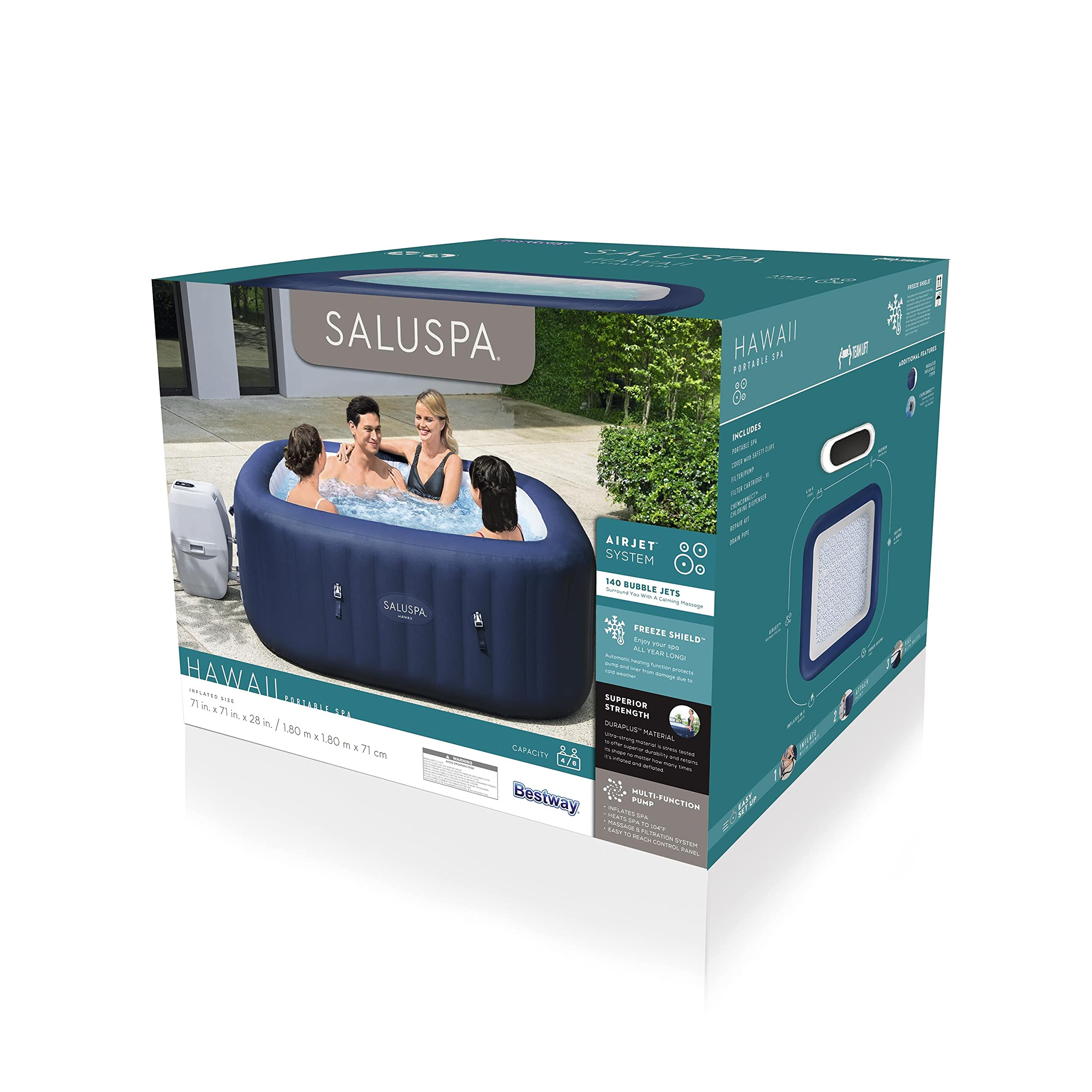 【Sports&Outdoors】SaluSpa Hawaii 71-Inch x 26-Inch 6 Person Outdoor Inflatable Hot Tub Spa