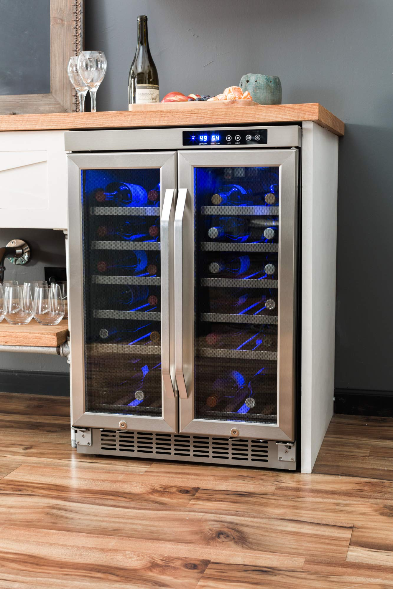 【Appliances】EdgeStar 36 Bottle Built-In Dual Zone French Door Wine Cooler