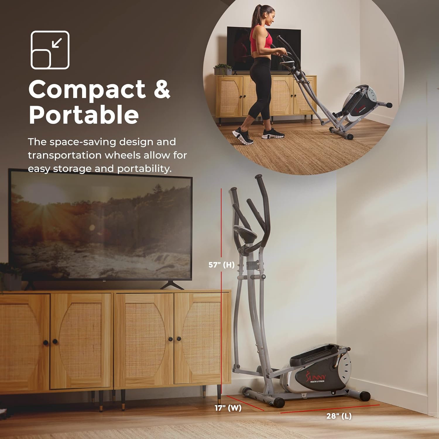 Sunny Health & Fitness Stepping Elliptical Cross Trainer, Total Body Cross Trainer w/LCD Monitor, Low Impact Exercise Equipment for Home and Optional Exclusive Advanced Style