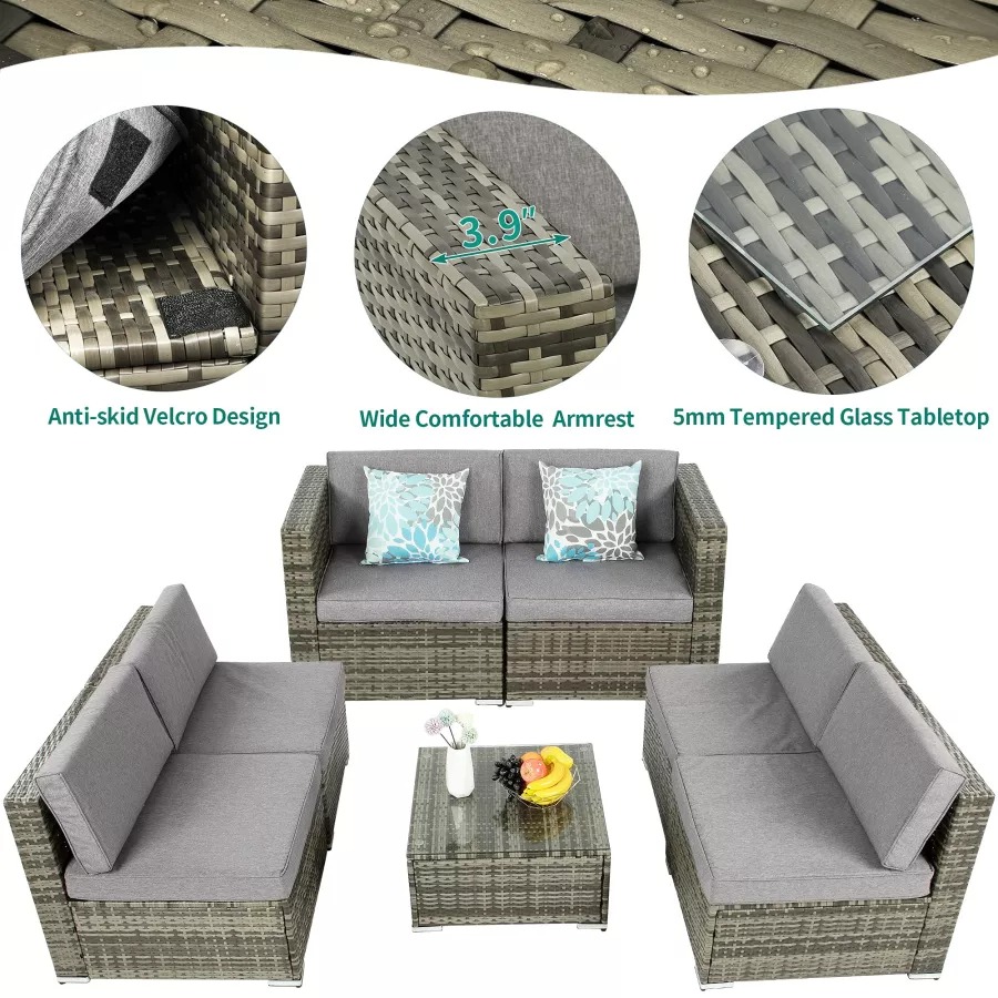 【Furniture】7 Piece Outdoor Patio Furniture Set