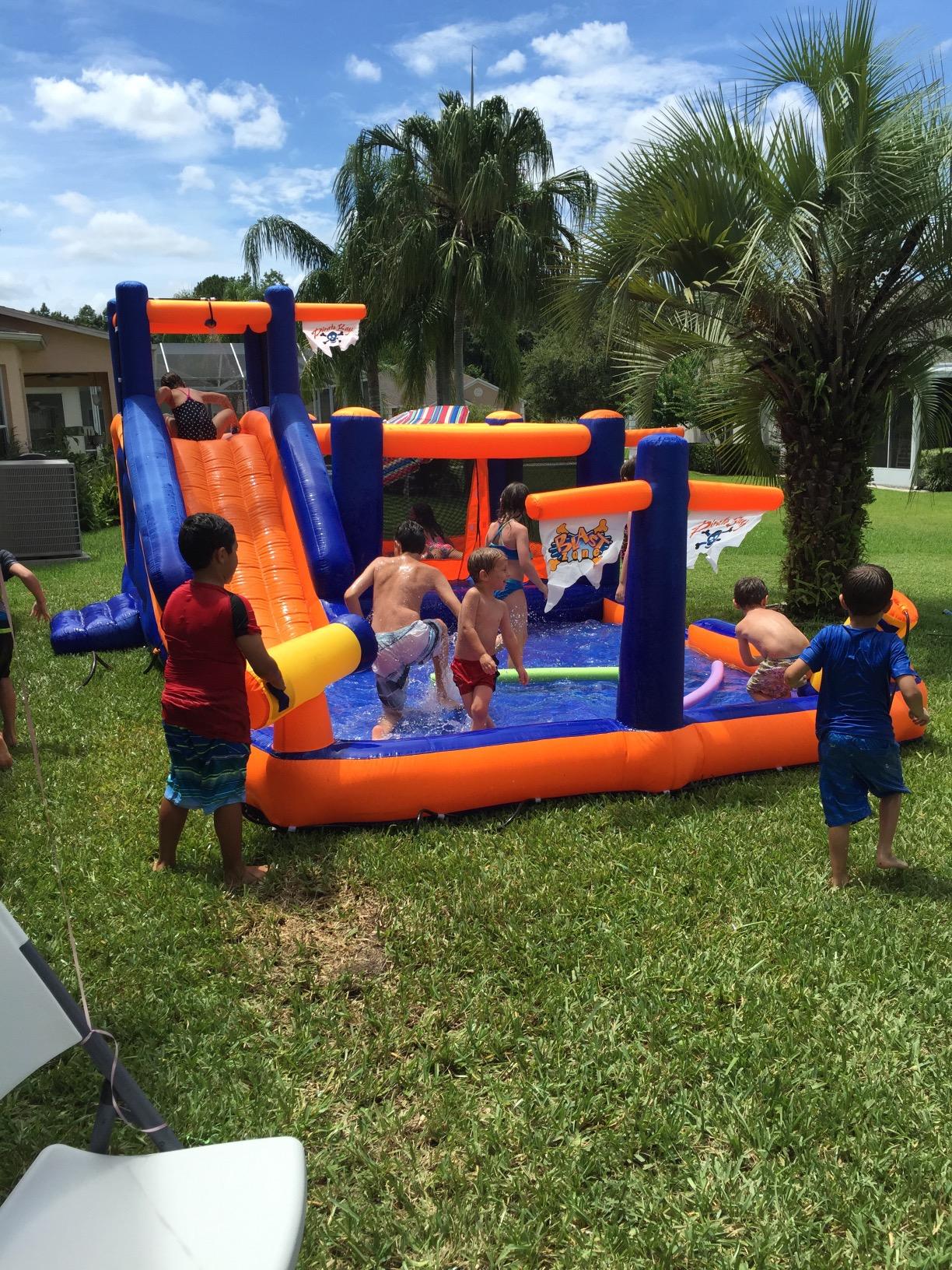 【Baby&Kids】Pirate Bay - Inflatable Water Park - Large - Slide - Climbing Wall - Bounce House - Tunnel