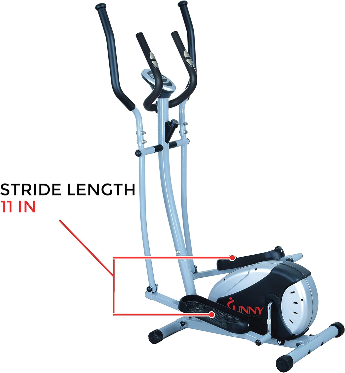 Sunny Health & Fitness Stepping Elliptical Cross Trainer, Total Body Cross Trainer w/LCD Monitor, Low Impact Exercise Equipment for Home and Optional Exclusive Advanced Style