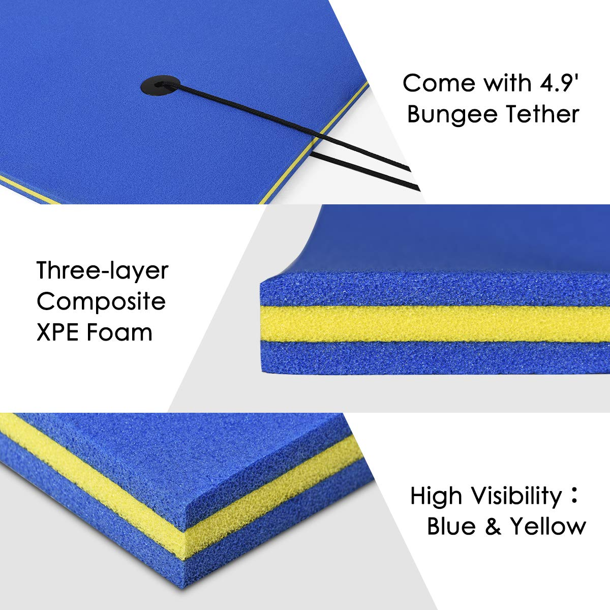 【Sports&Outdoors】Floating Water Pad for Water Recreation & Relaxing, Tear-Resistant XPE Foam Floating Mat