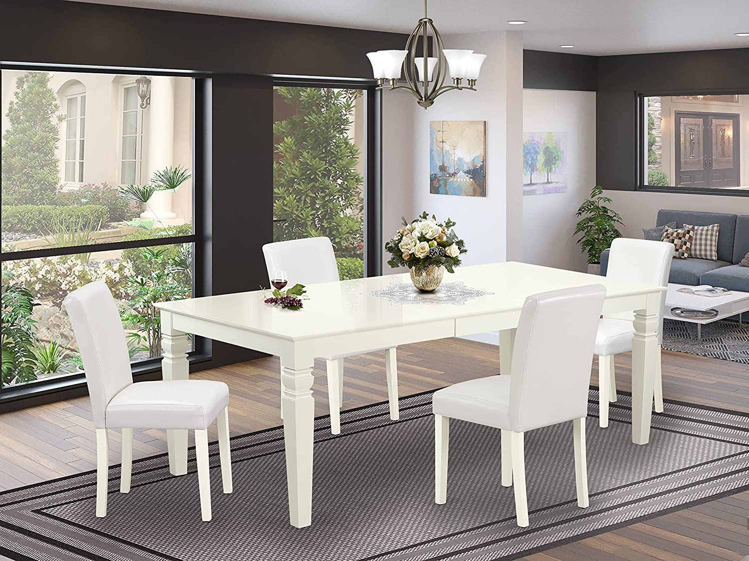 【Furniture】5Pc Rectangular 66/84 Inch Table with 18