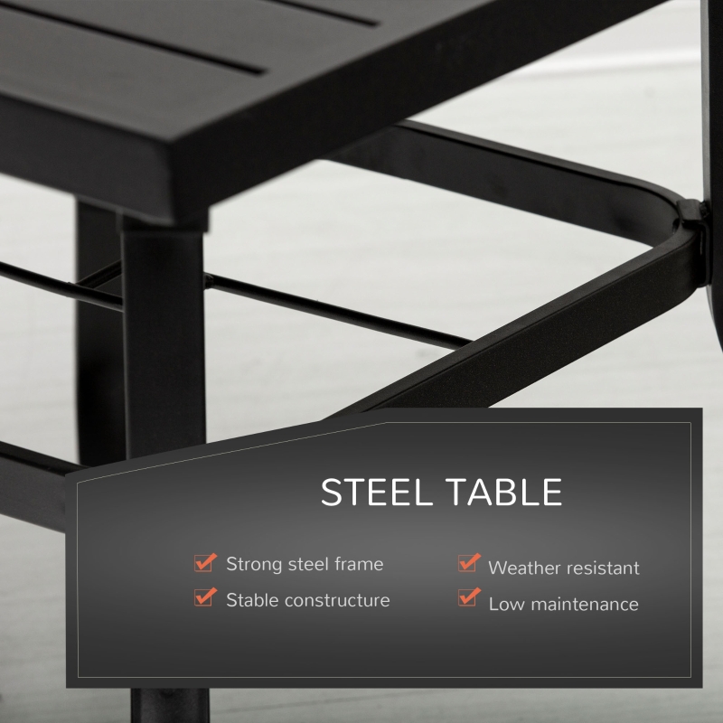 【Furniture】 5 PCs Outdoor Patio Dinning Set for 4 People with Table Modern Stylish Chair Metal Frame, Black