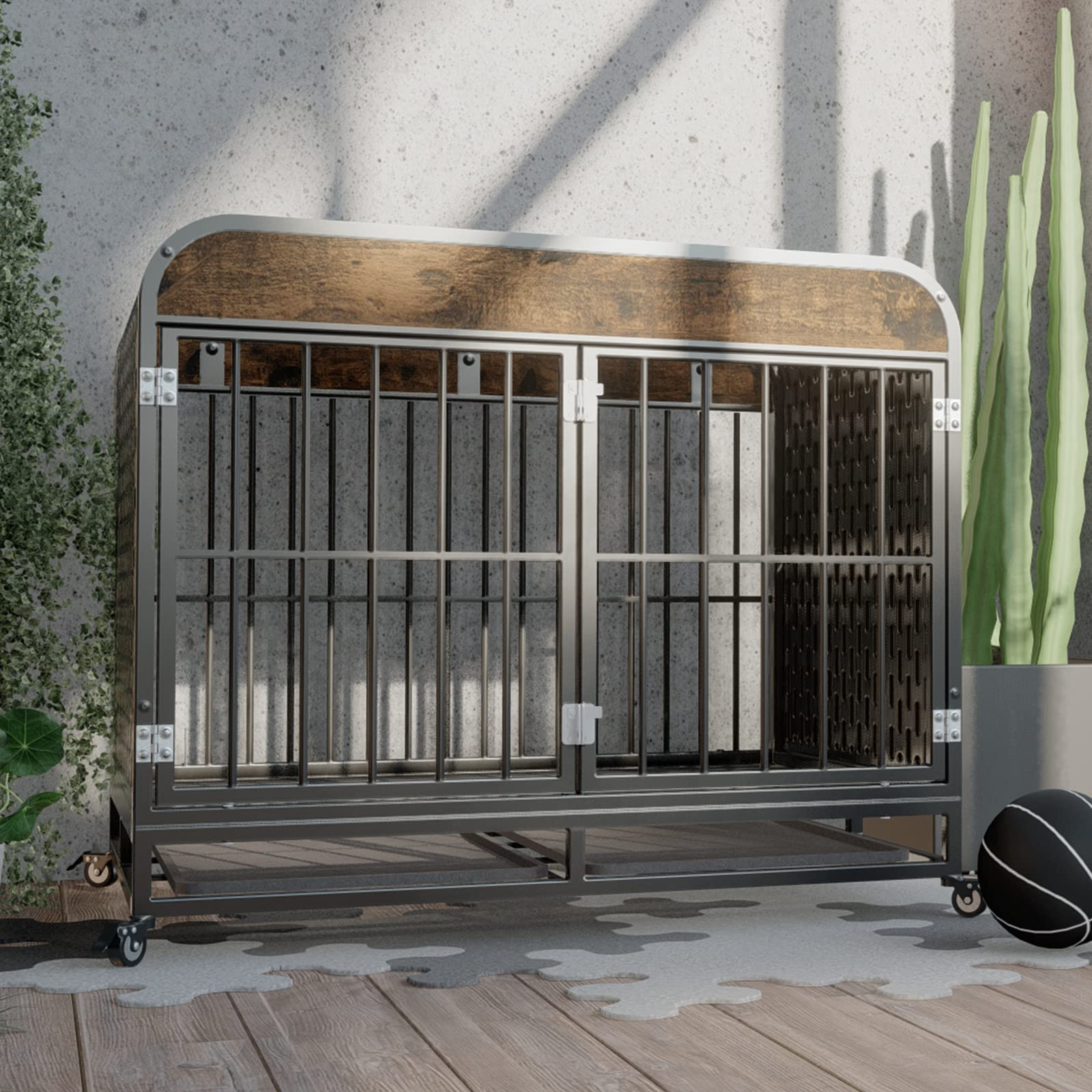 【Pet】Heavy Duty Indestructible Dog Crate with Sturdy Door Lock, Large Strong Metal Dog Kennel Playpen