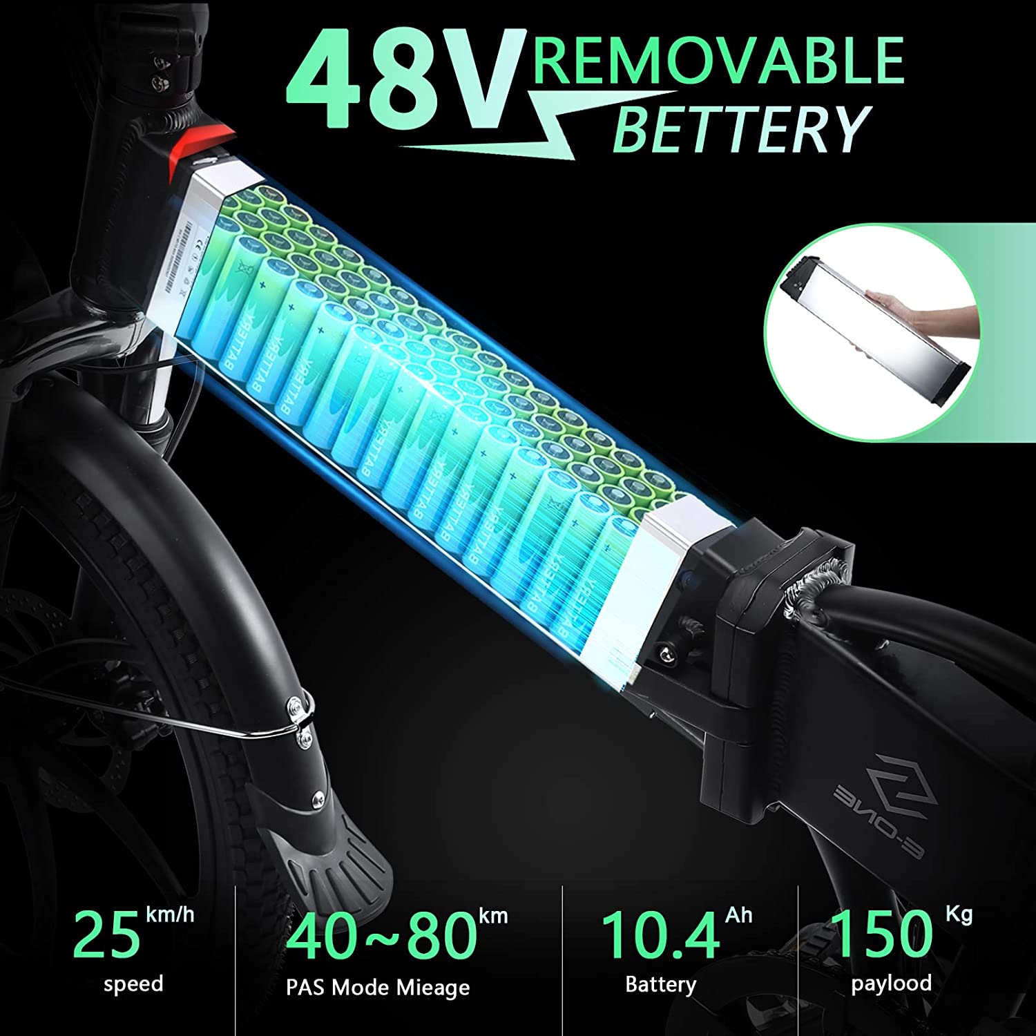 【Sports&Outdoors】750W Folding Electric Bike for Adults 20×4.0 All Terrain Fat Tires Mountain Beach Snow Electric Bicycles