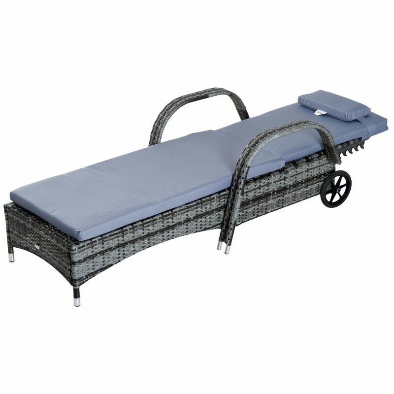 【Furniture】3 PCS Patio Wicker Chaise Lounge Chair Set, Outdoor Reclining Chair with Table & Cushion