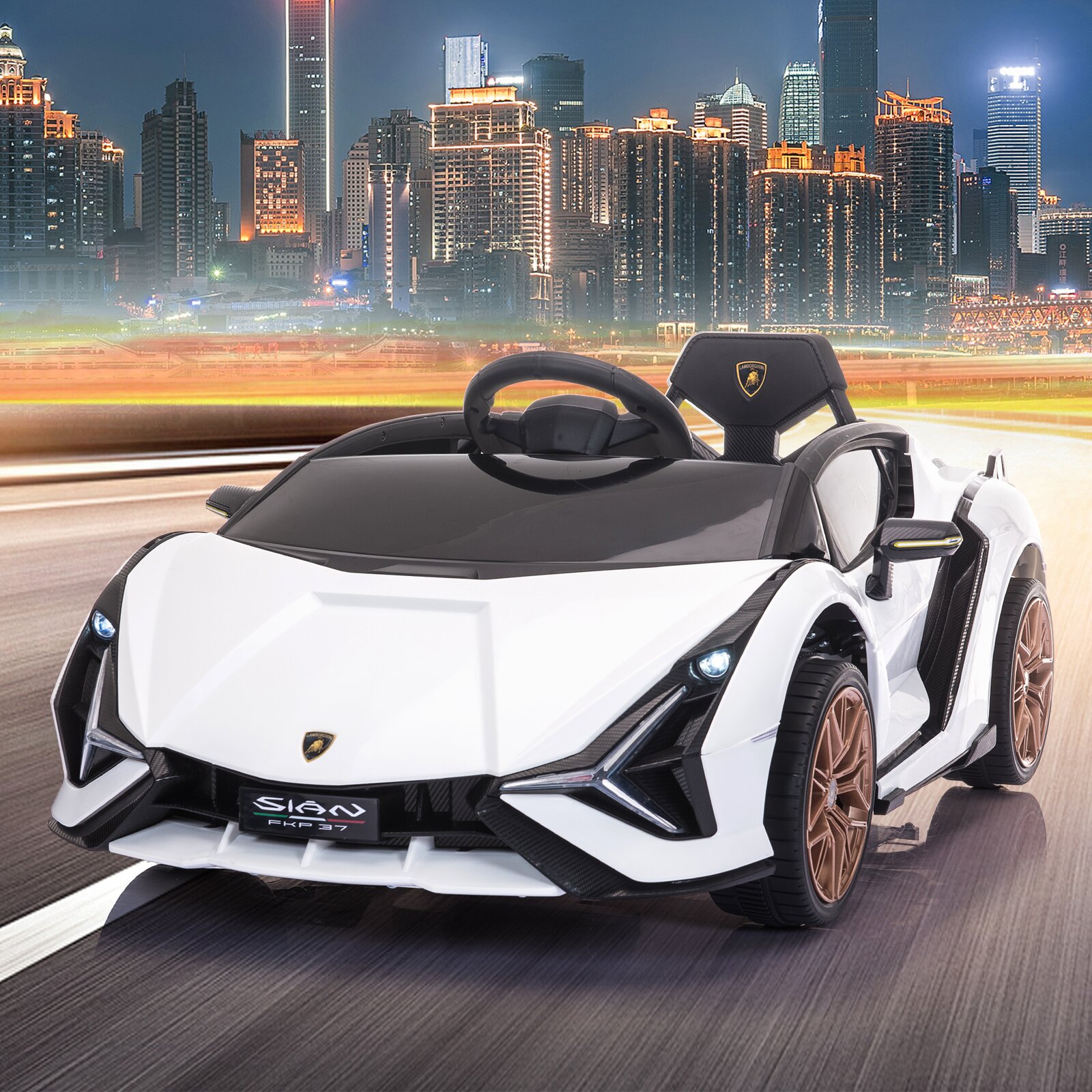 【Baby&Kids】Lamborghini Sian Ride On Car 12V Kids Electric Motorized Vehicle With Led Lights, Remote Control & Scissor Doors