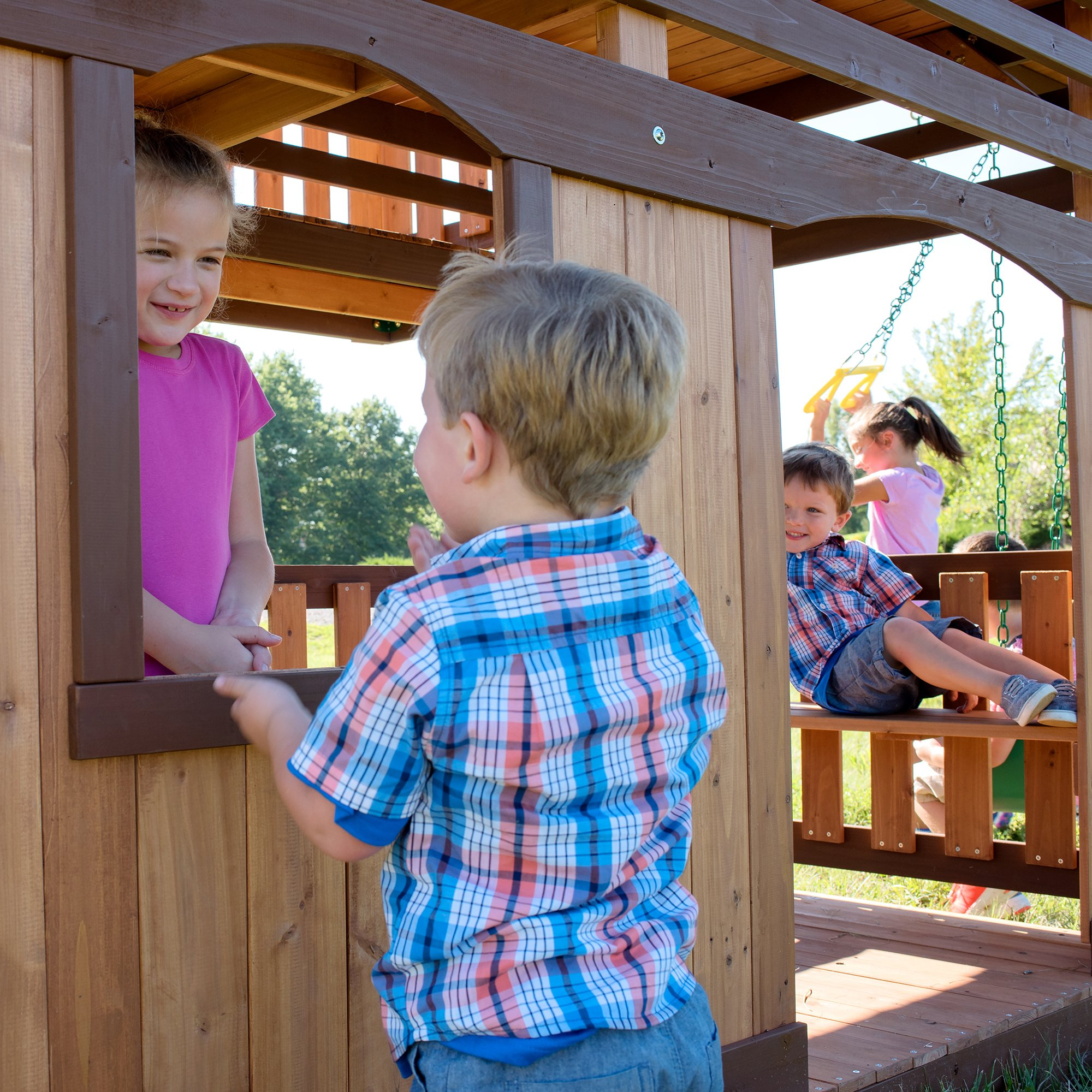 【Baby&Kids】Woodridge Elite All Cedar Wood Swing Set, Upper and Lower Deck, Sandbox, Vented Tunnel