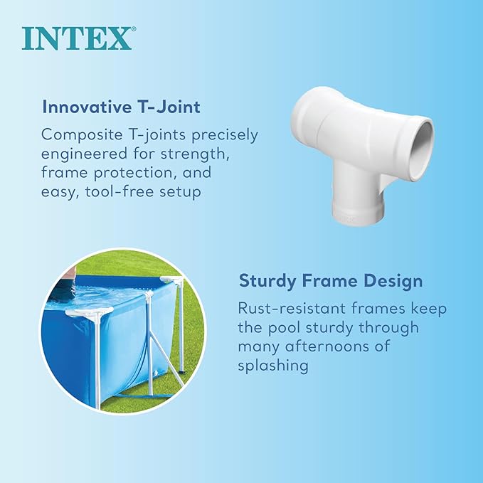 Intex 28272 Metal Frame Rectangular Outdoor Swimming Pool & Intex 28604 530 GPH 220-240 V Cartridge Filter Pump & Intex Debris/Weather Cover for 3metre x 2metre Frame Pools