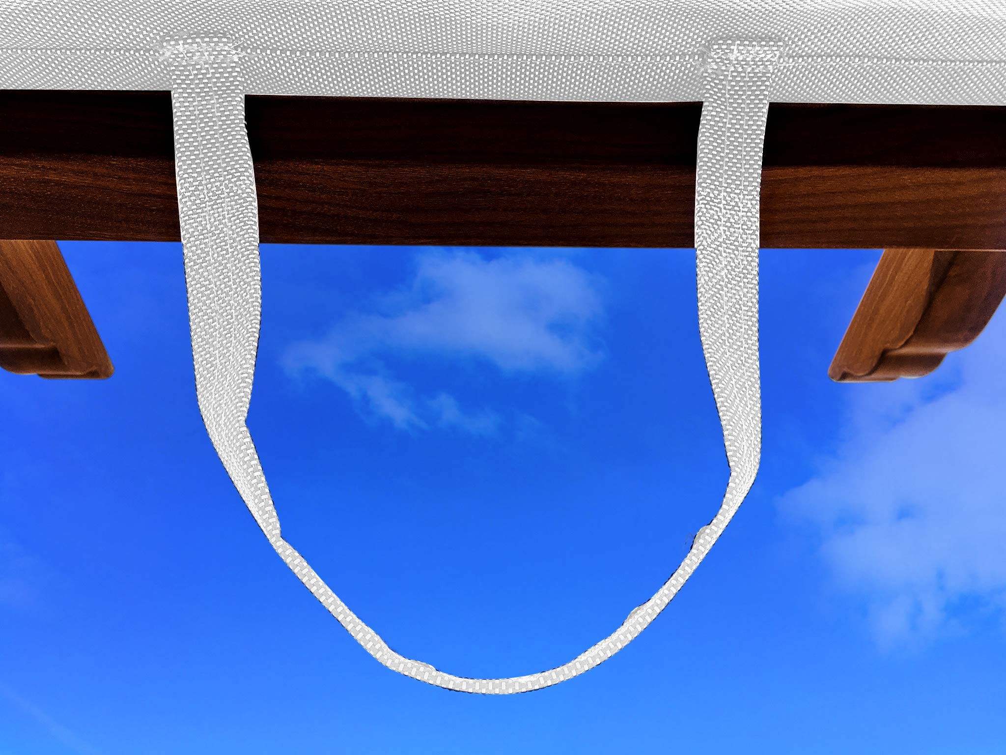 【Home&Garden】11' x 11' Palermo Soft Top Pergola, Chilean Ipe Wood Aluminum Frame Finish with Off-White Canopy