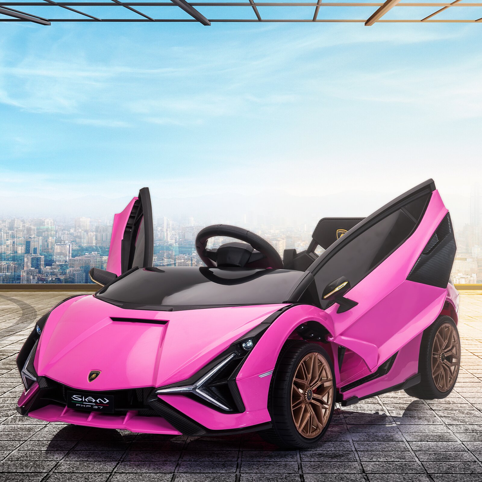 【Baby&Kids】Lamborghini Sian Ride On Car 12V Kids Electric Motorized Vehicle With Led Lights, Remote Control & Scissor Doors
