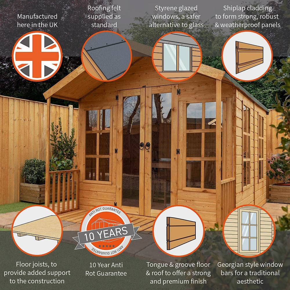 【Home&Garden】10x8 Wessex Summerhouse, 10ft x 8ft Tongue & Groove Summer House