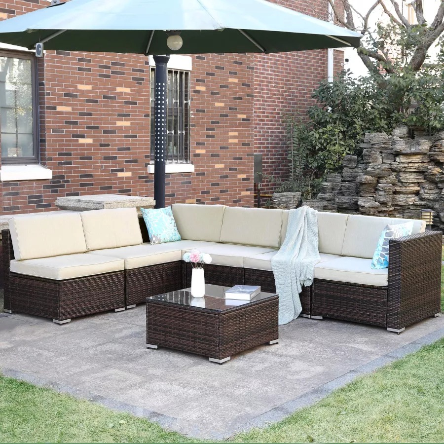 【Furniture】7 Piece Outdoor Patio Furniture Set