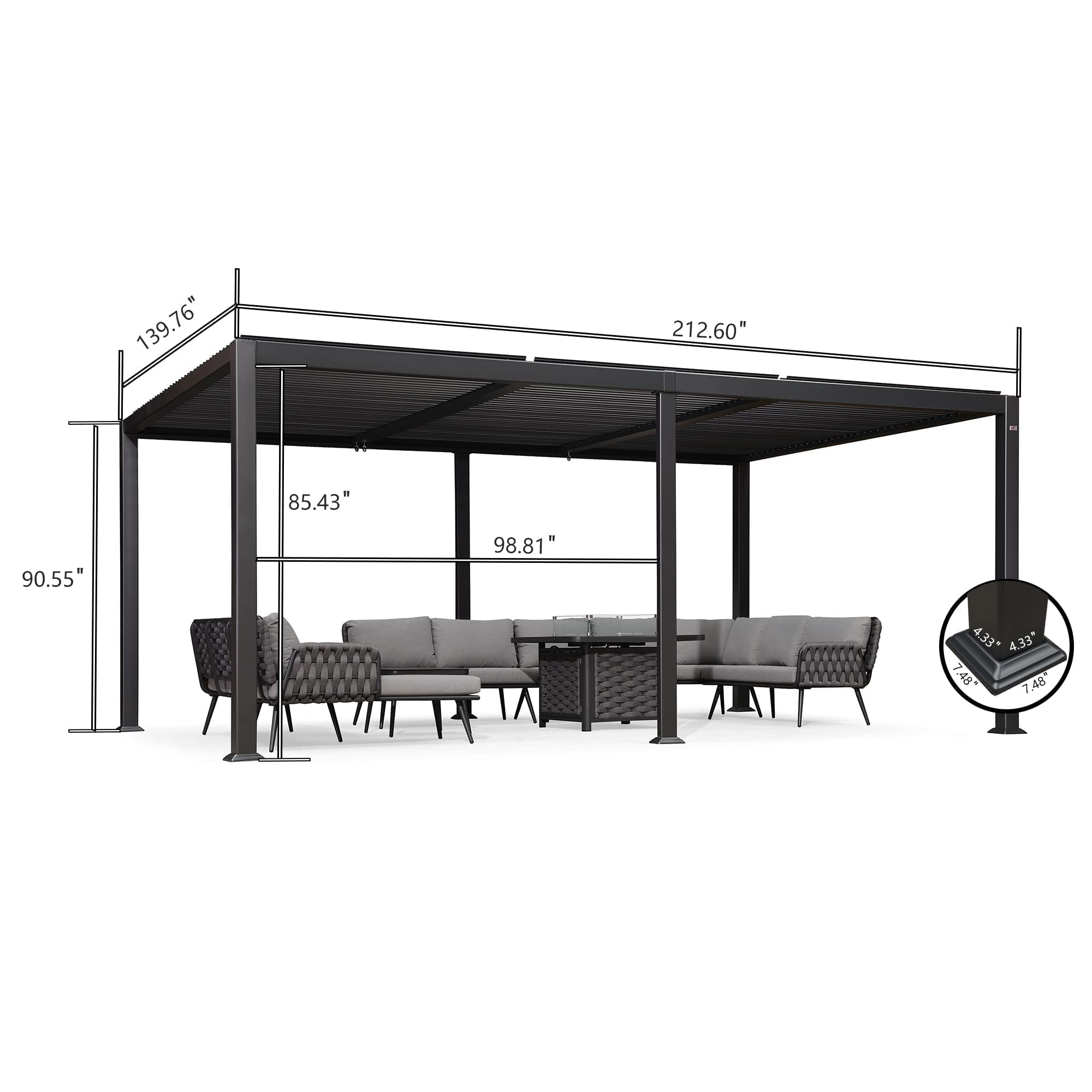 【Home&Garden】11.5'x17.7' Outdoor Louvered Pergola with Adjustable Hardtop Gazebo Sun Shade Patio
