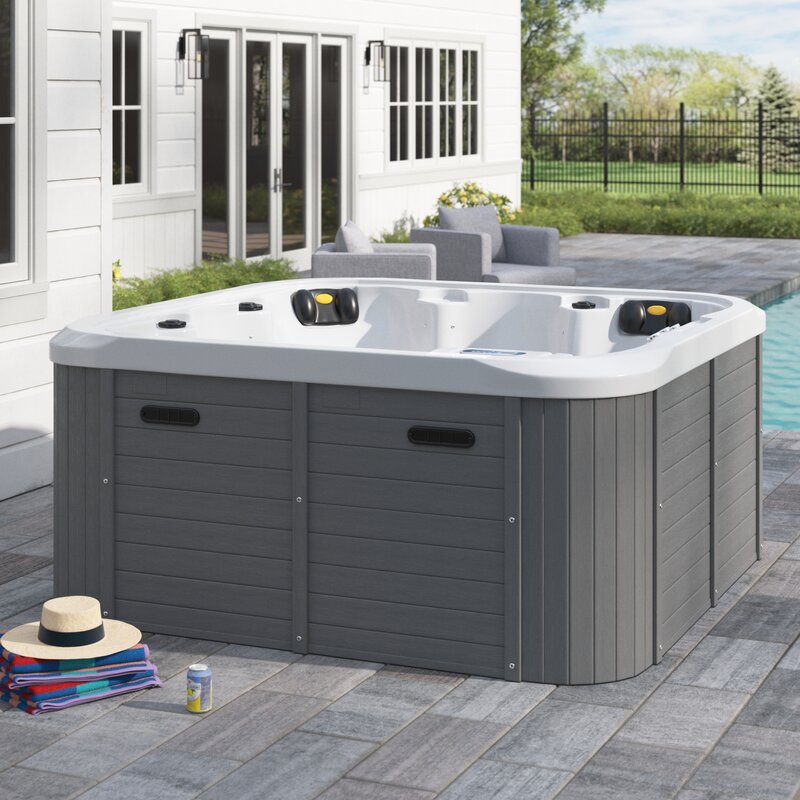 【Sports&Outdoors】【BS】Sol 72 Outdoor™ Aire 6 - Person 54 - Jet Acrylic Square Hot Tub with Ozonator in Gray
